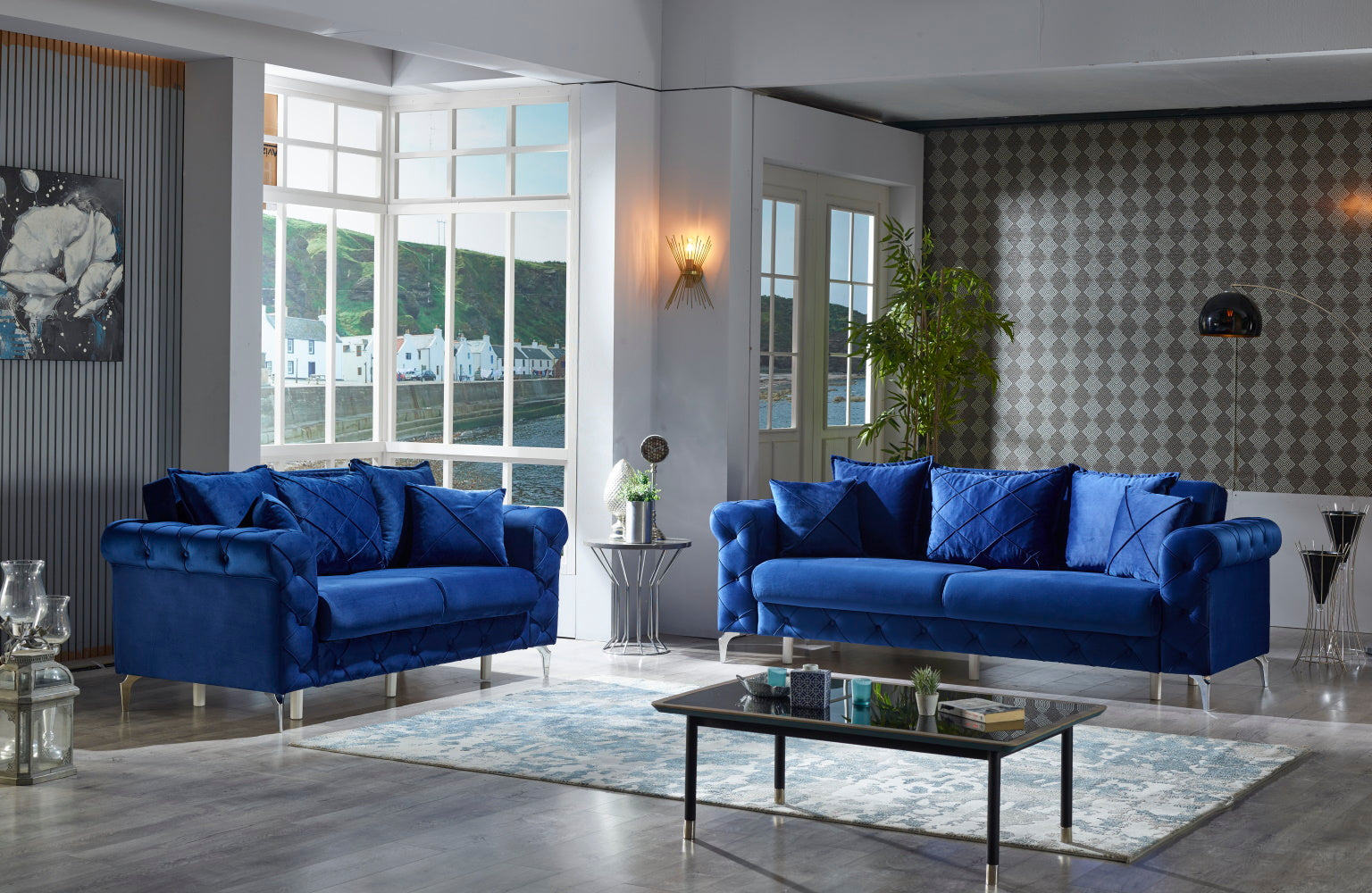 Riva Convertible Loveseat Navy