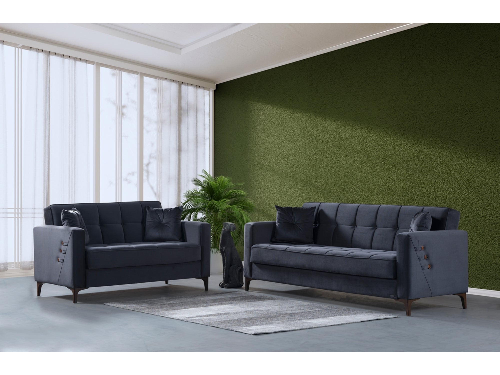 Step Convertible Livingroom (2 Sofa & 2 Chair) Grey