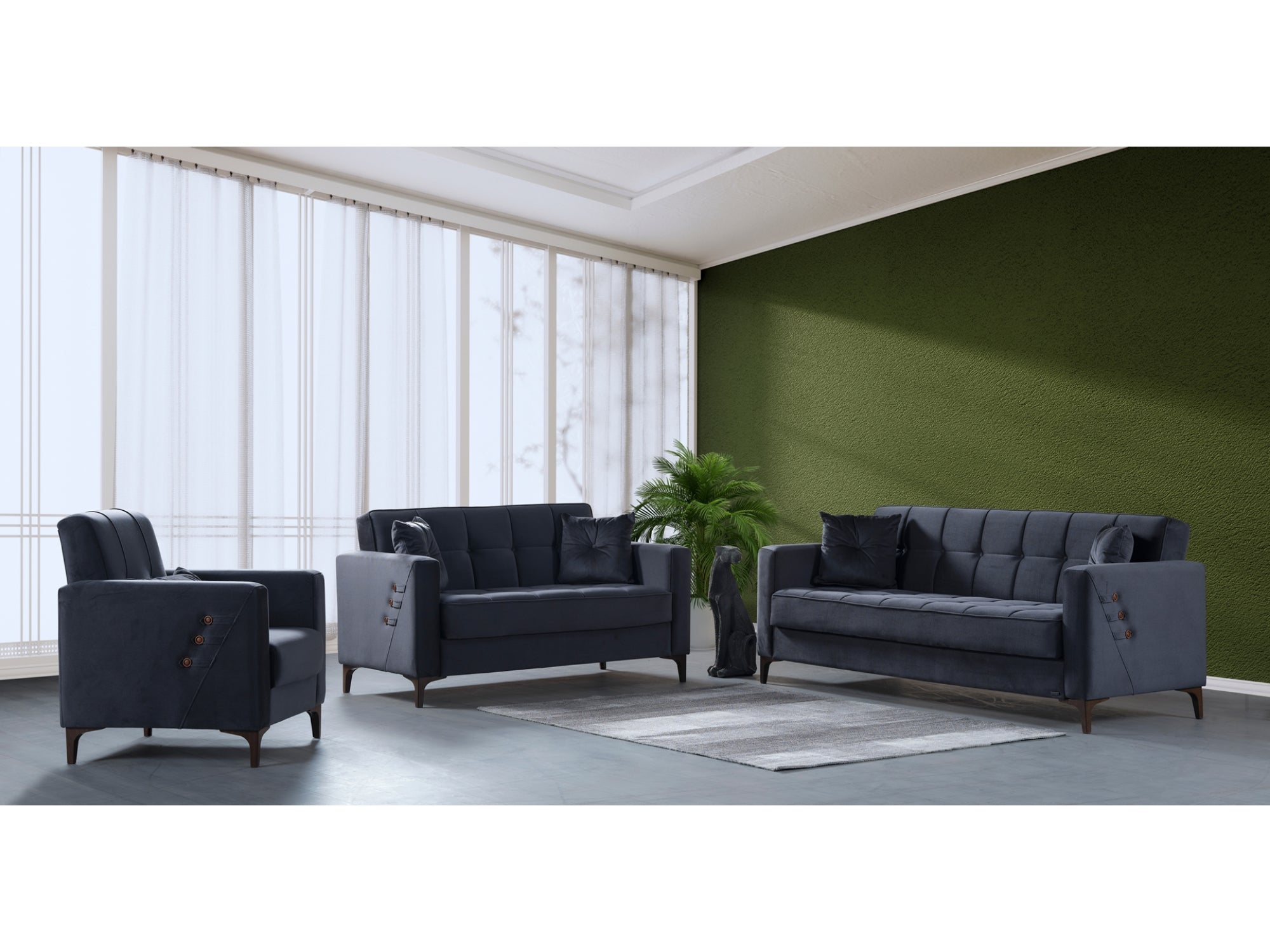 Step Convertible Livingroom (2 Sofa & 2 Chair) Grey