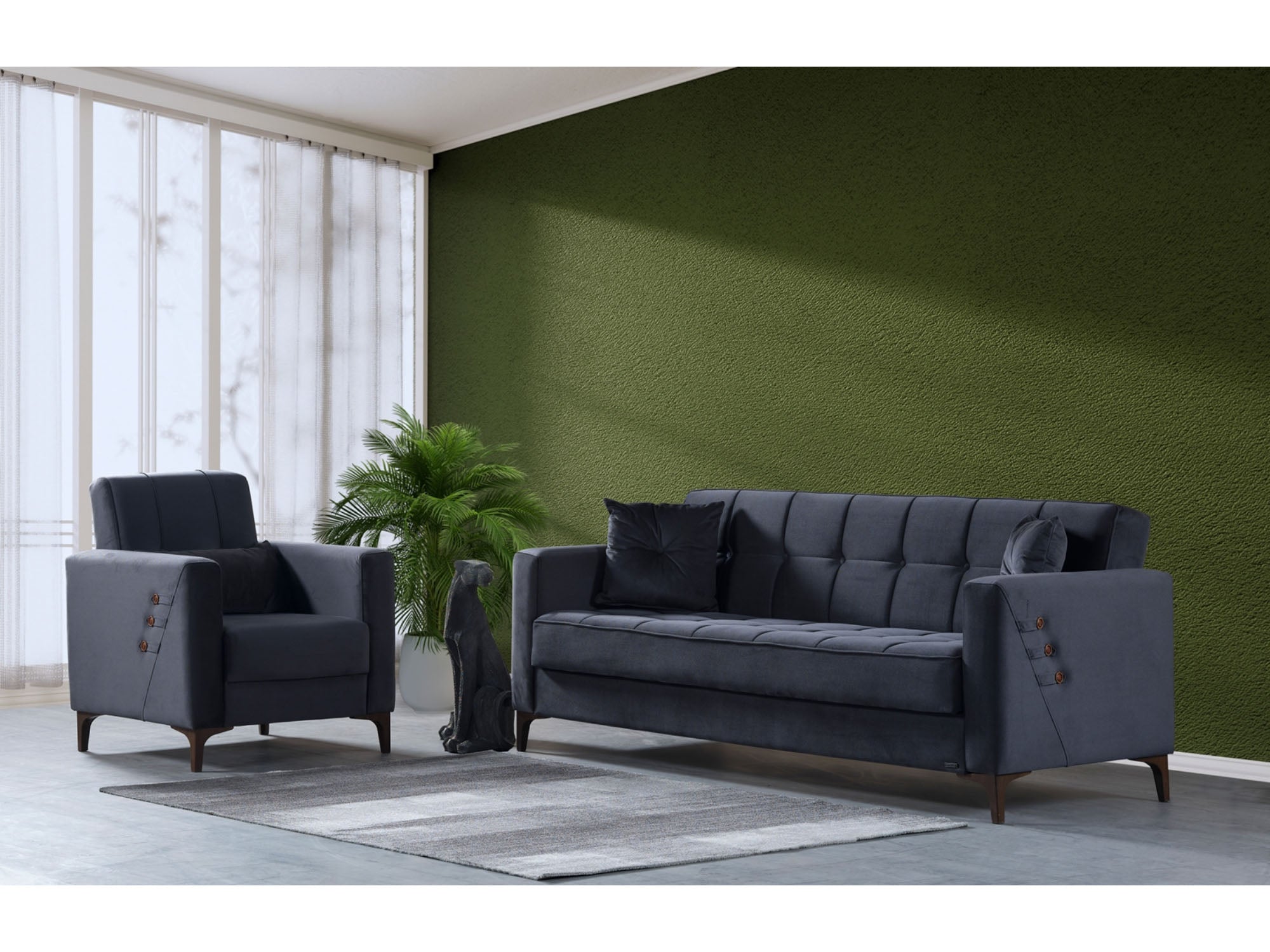 Step Convertible Livingroom (2 Sofa & 2 Chair) Grey
