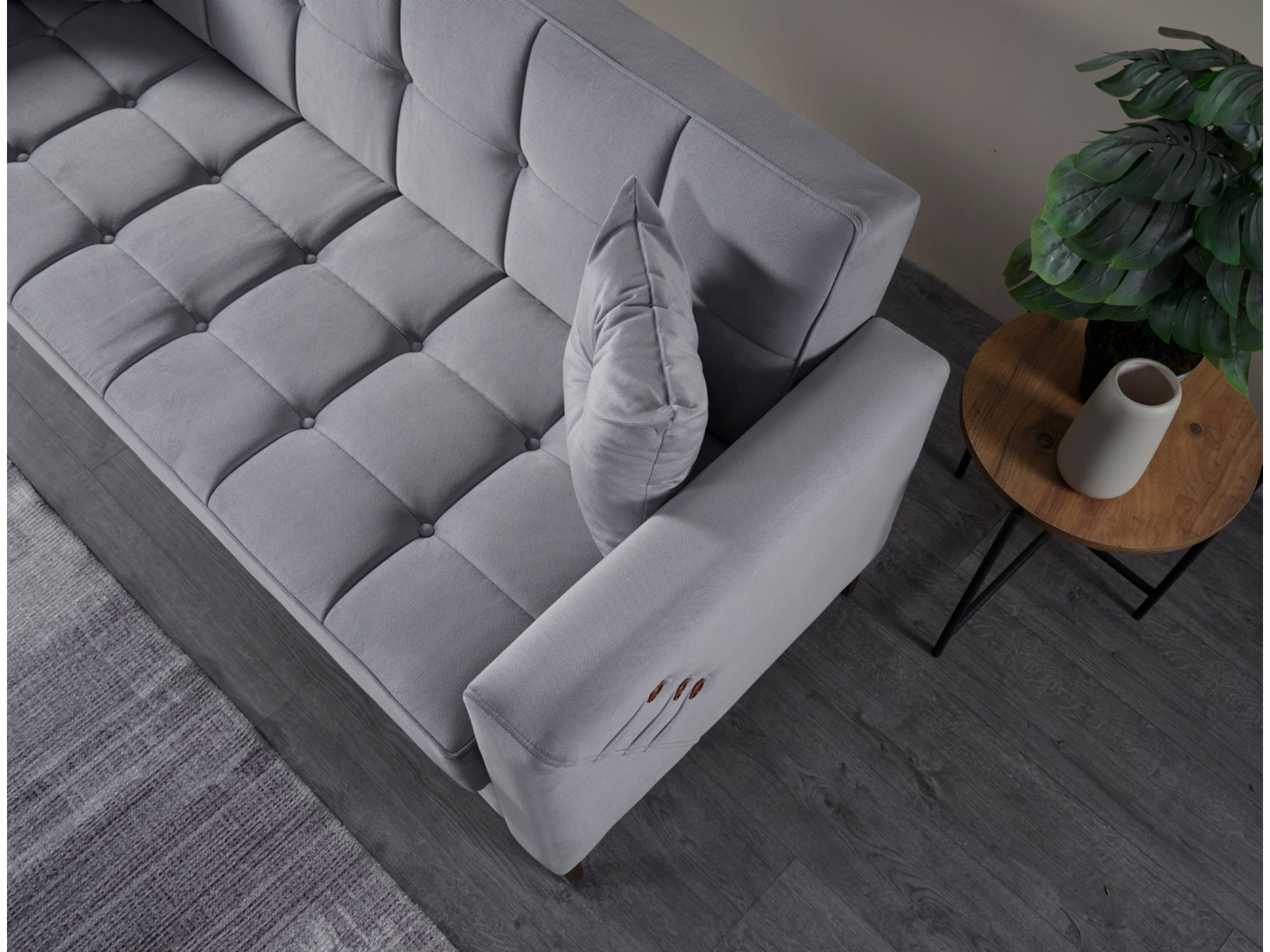 Step Convertible Loveseat Light Grey