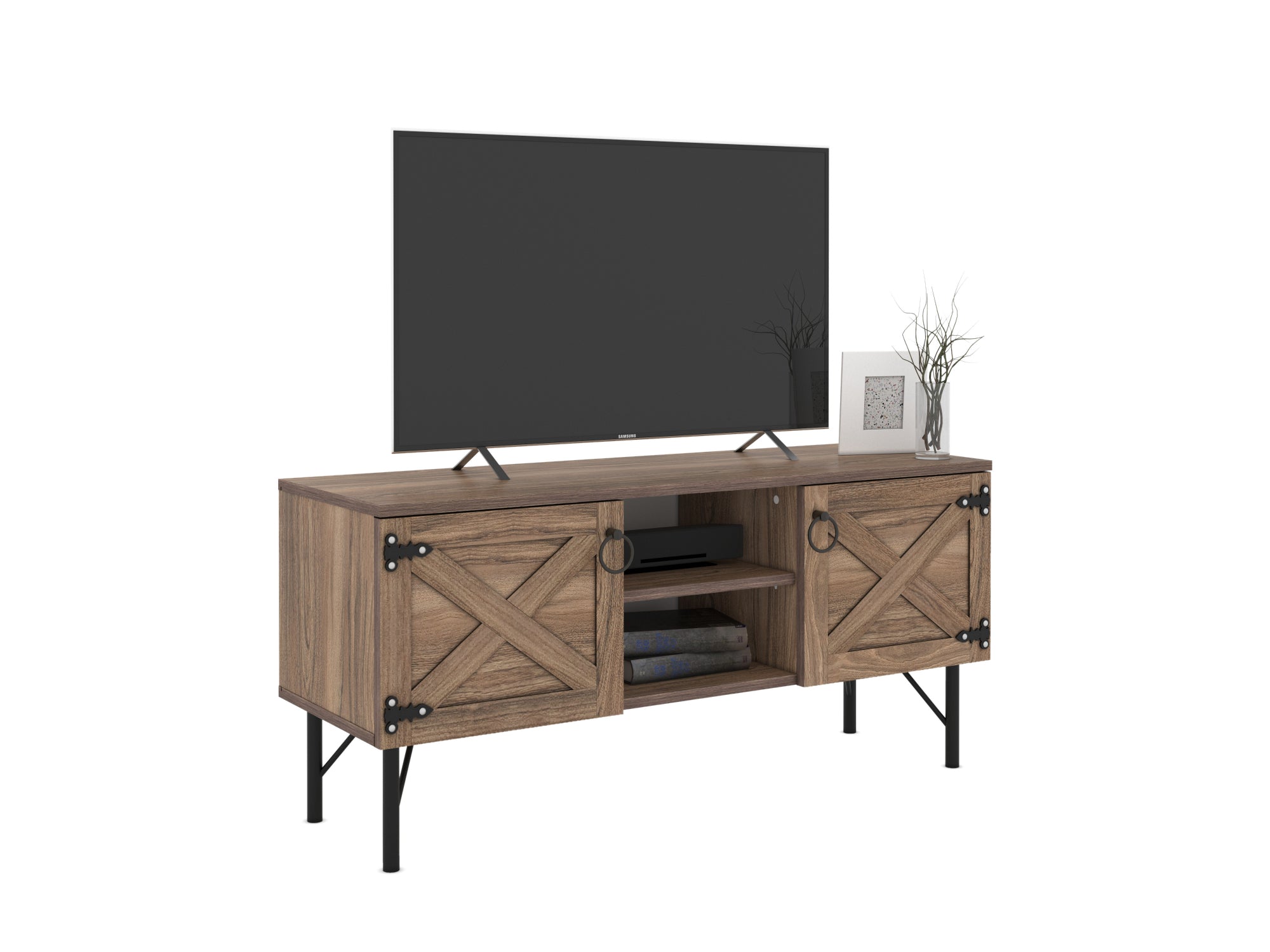 Loft Tv Stand Walnut - Black