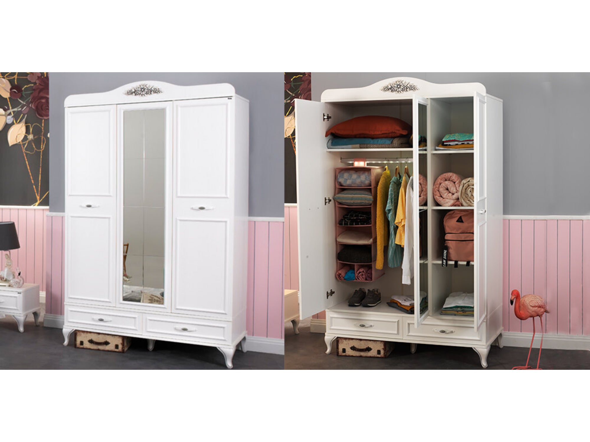 Angle Kids Room Set (Twin Bed & Study Desk & Nightstand)