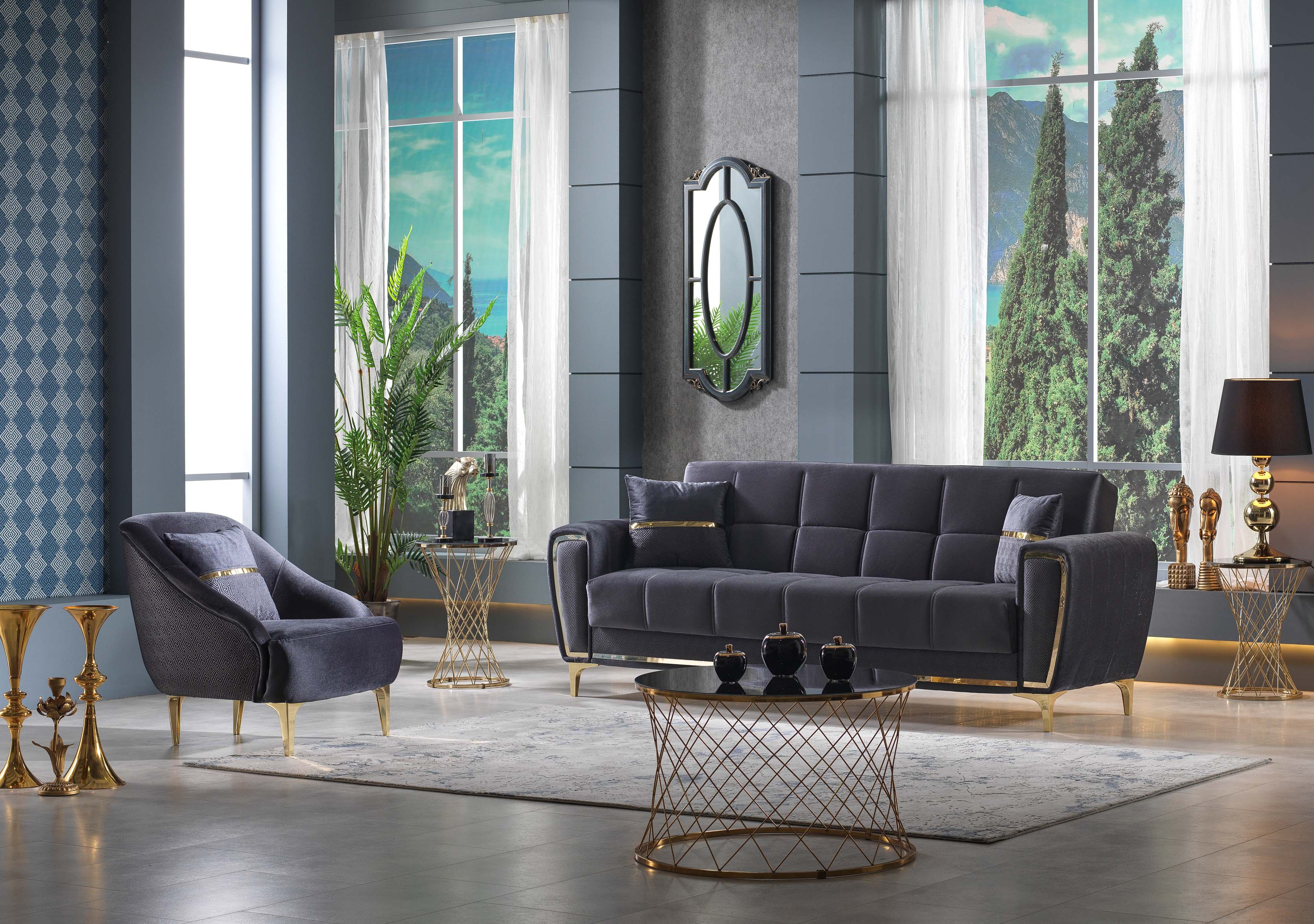 Boston Convertible Loveseat Anthracite
