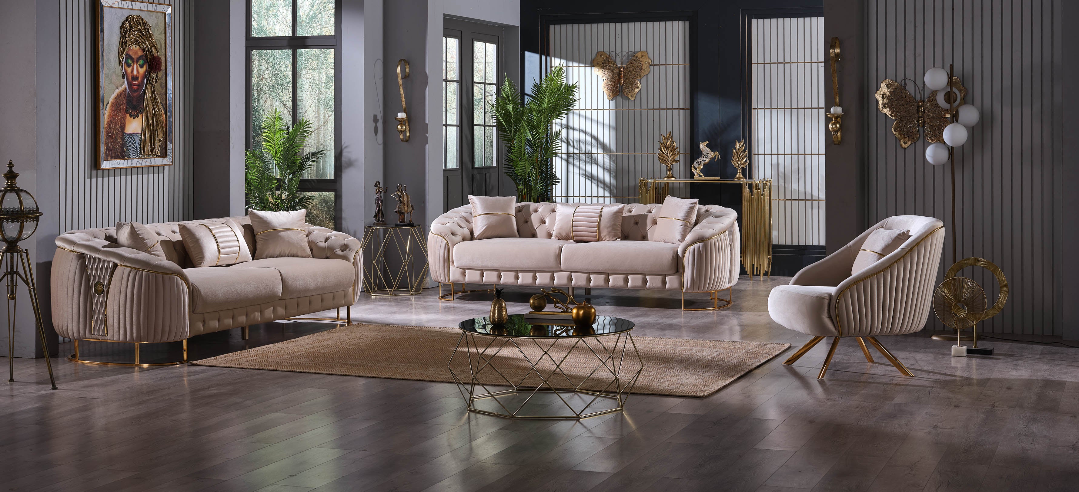 Lucas Stationary Loveseat Beige