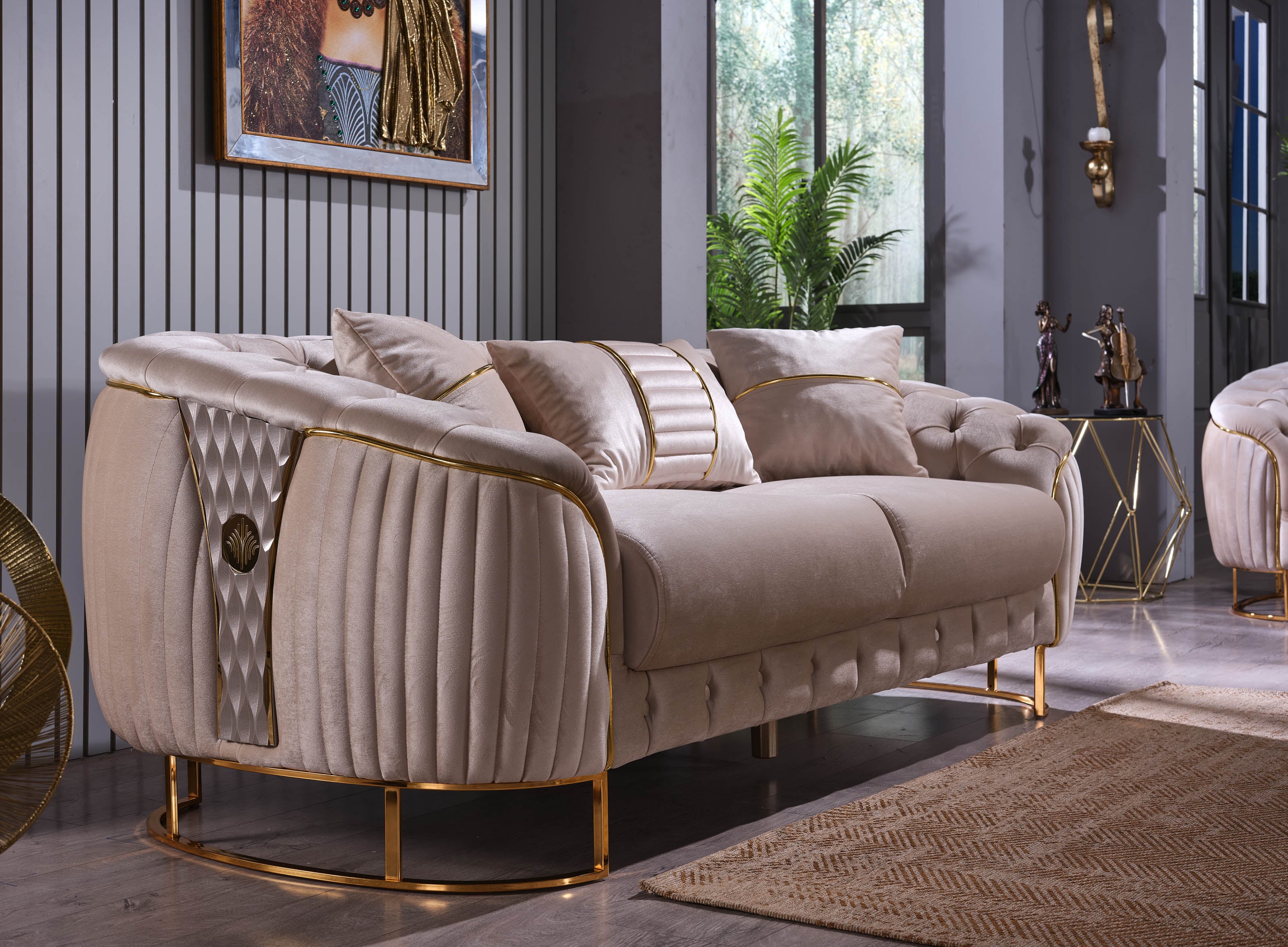Lucas Stationary Loveseat Beige