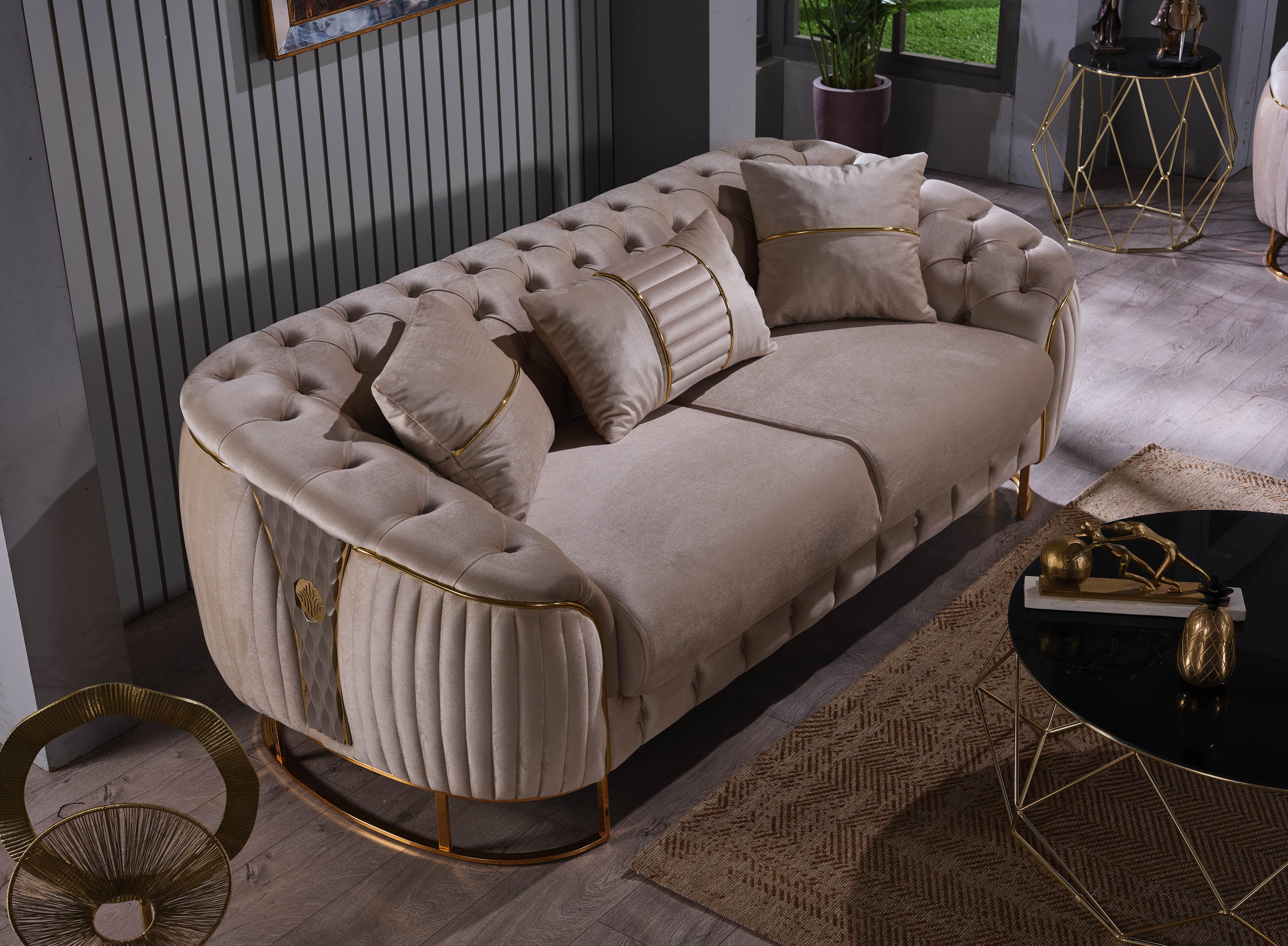 Lucas Stationary Loveseat Beige
