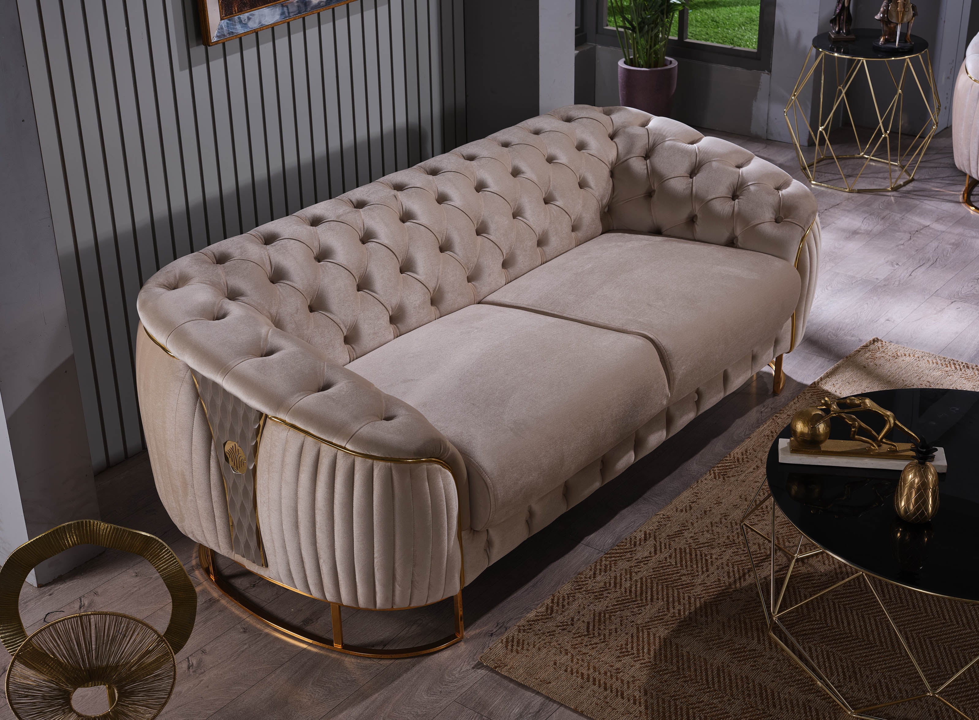 Lucas Stationary Loveseat Beige