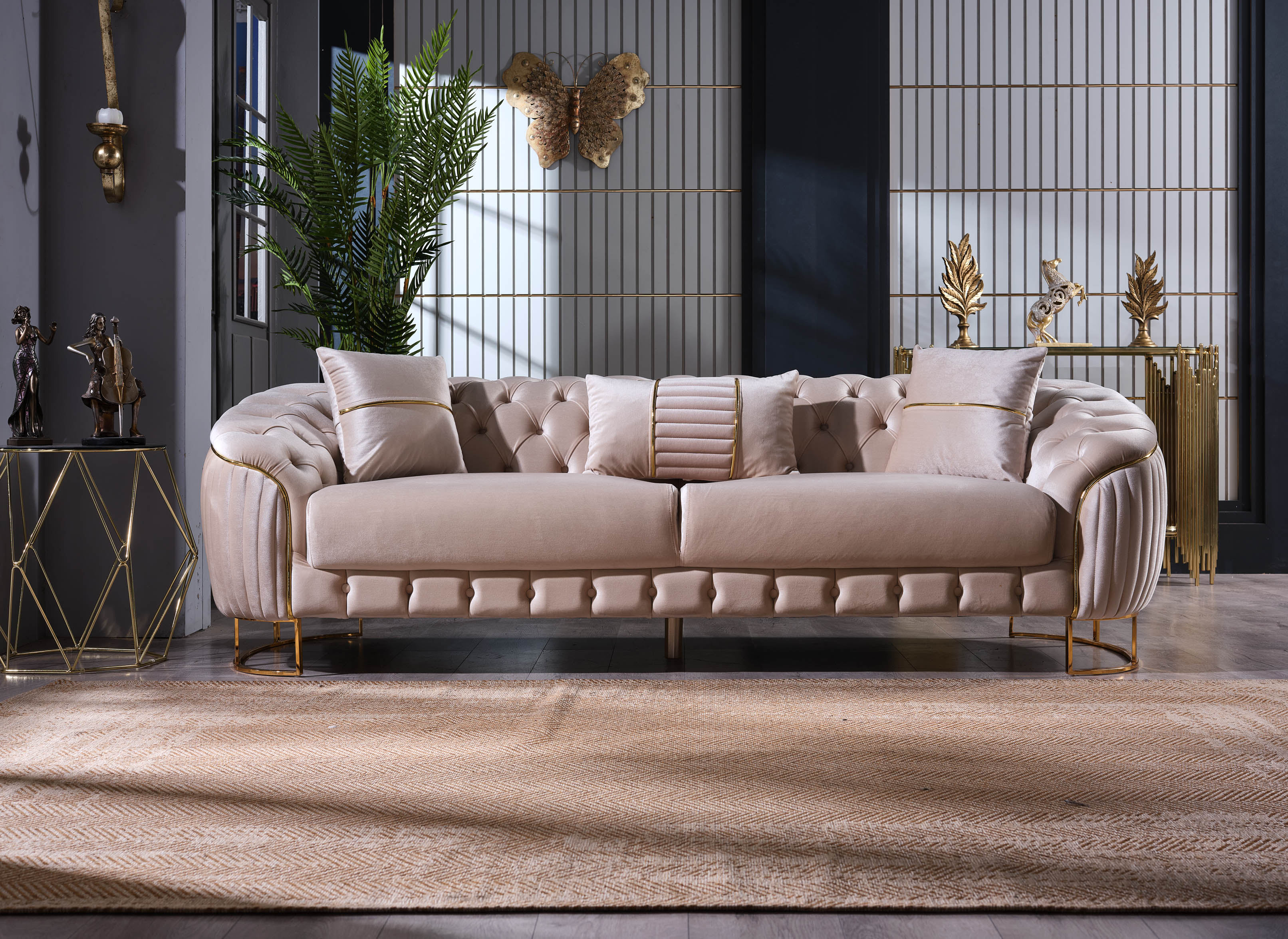 Lucas Stationary Sofa Beige