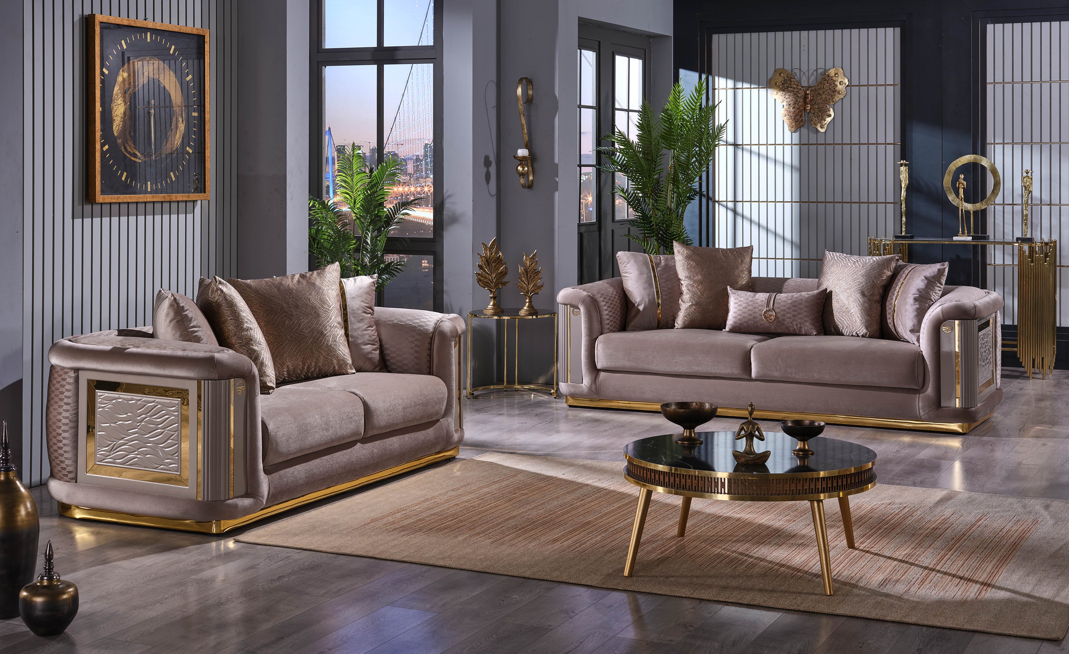 Elegance Stationary Sofa Beige