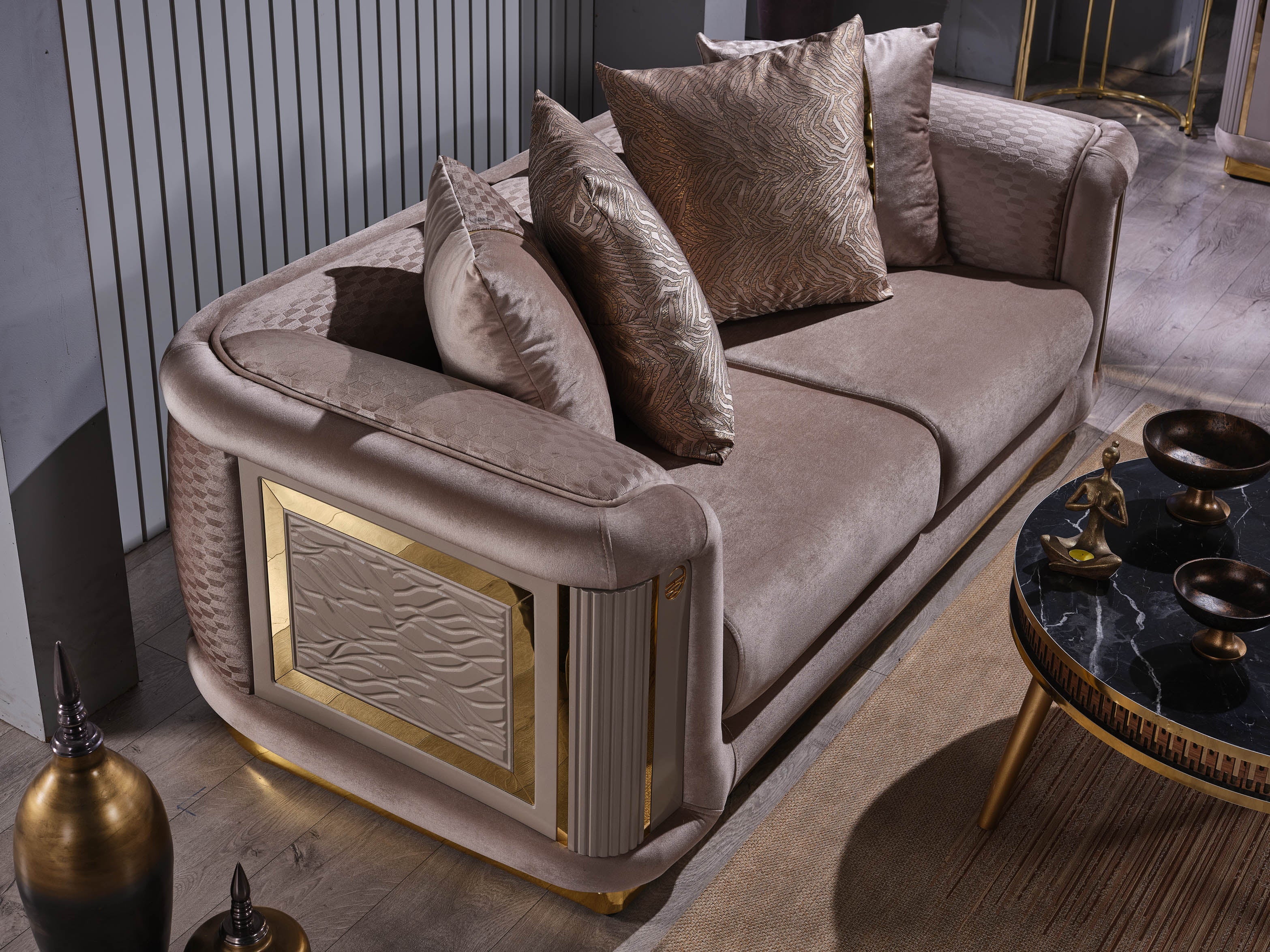 Elegance Stationary Sofa Beige