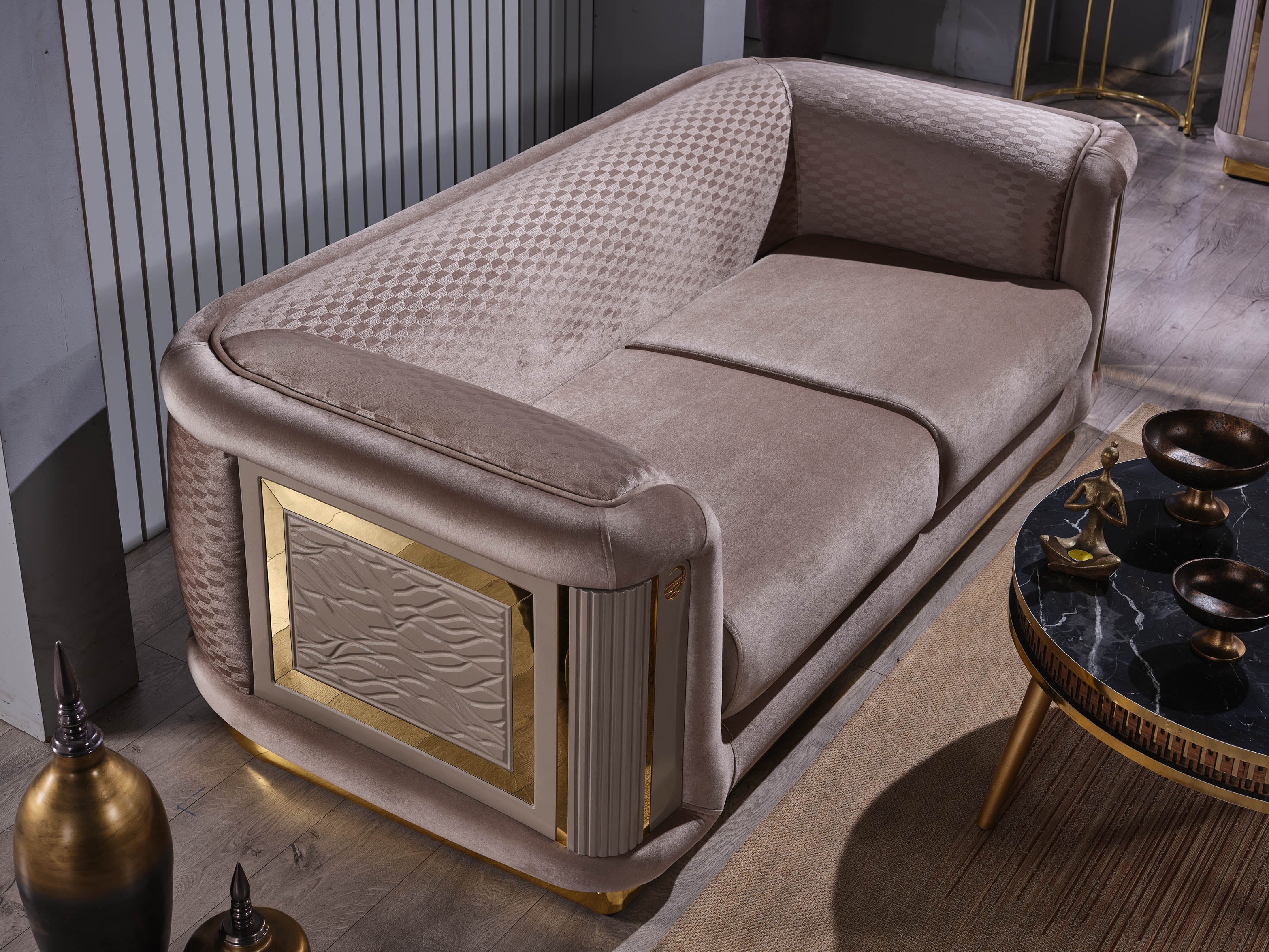 Elegance Stationary Sofa Beige