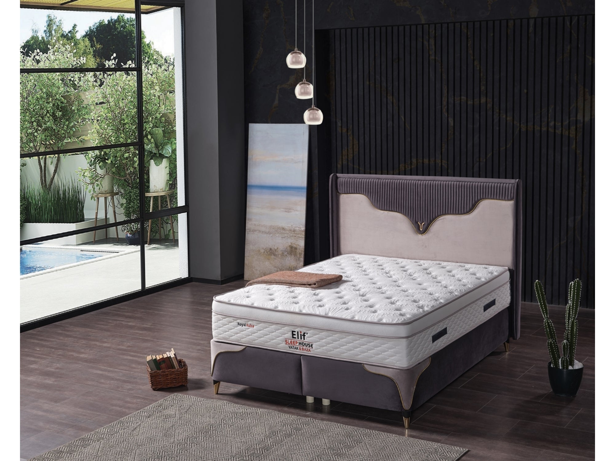 Manolya Storage Bed With Headboard Grey