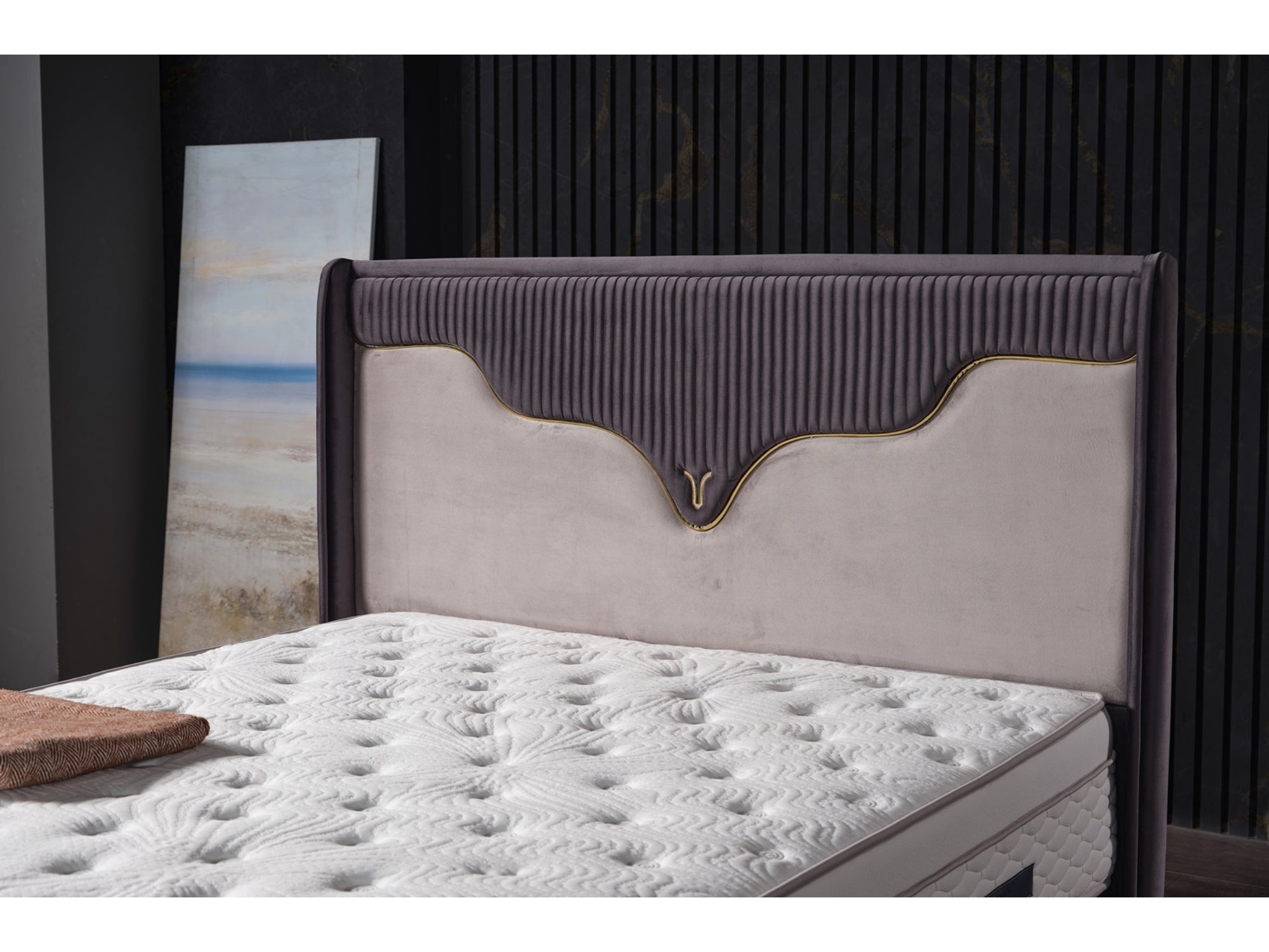 Manolya Storage Bed With Headboard Grey