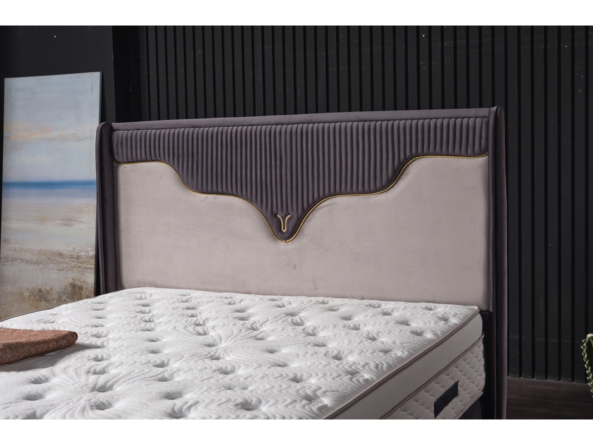 Manolya Storage Bed With Headboard Grey