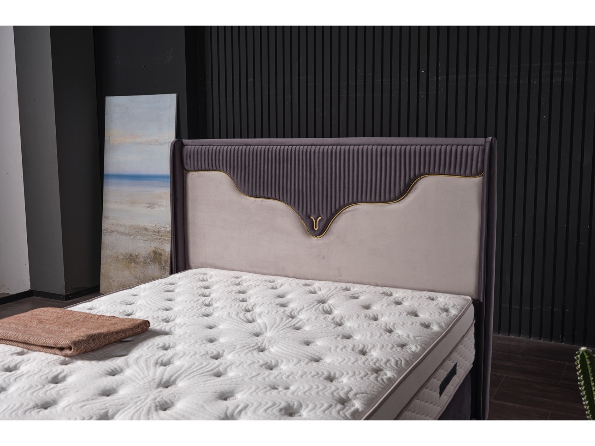 Manolya Storage Bed With Headboard Grey