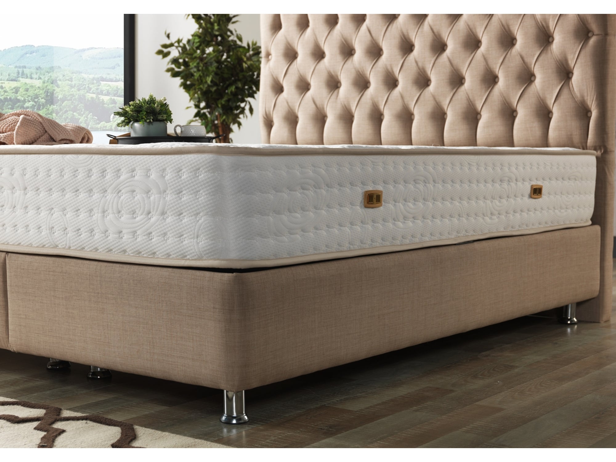 Nevada Storage Bed With Headboard Cream