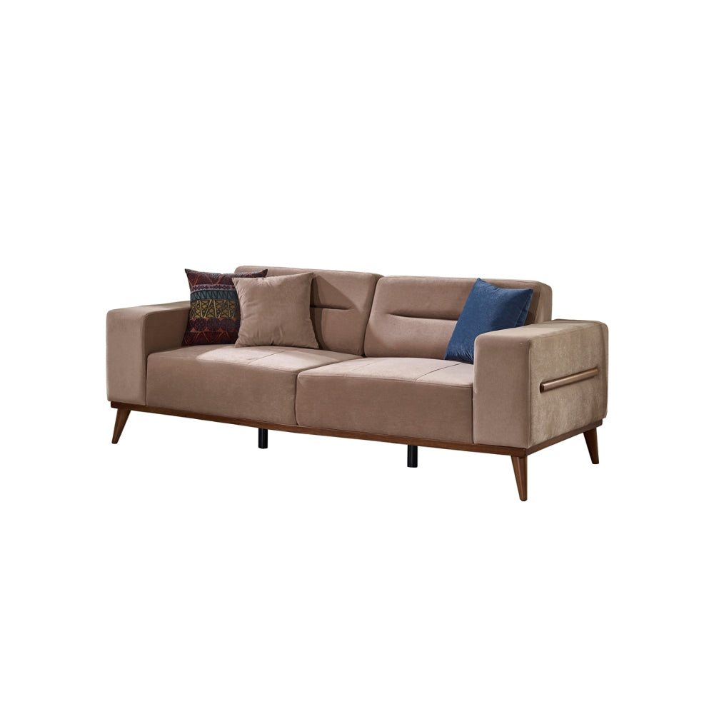 Odesa Convertible Livingroom (2 Sofa & 2 Blue Chair) Light Brown