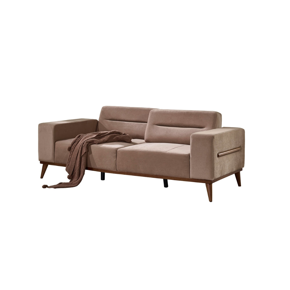Odesa Convertible Livingroom (2 Sofa & 2 Blue Chair) Light Brown