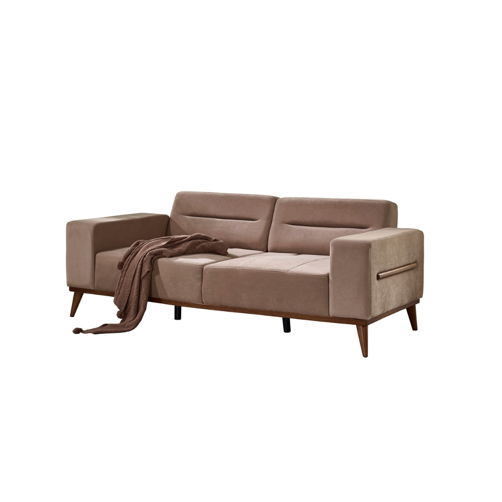 Odesa Convertible Livingroom (2 Sofa & 2 Blue Chair) Light Brown