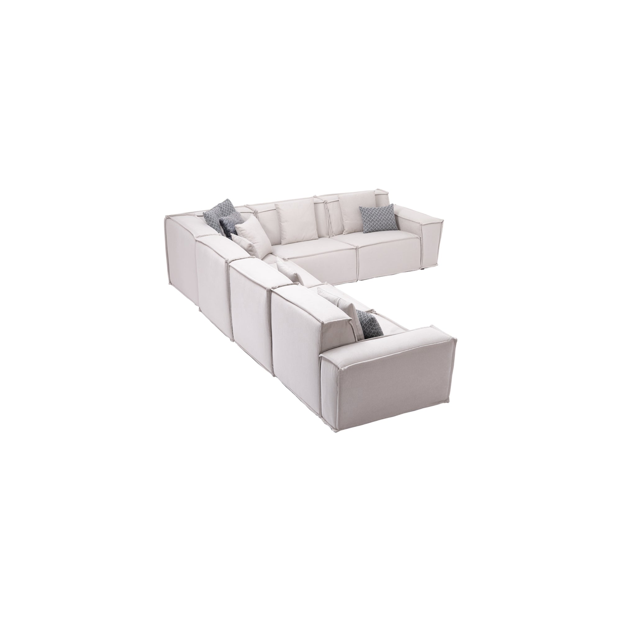 Padova Sectional With Ottoman Cream