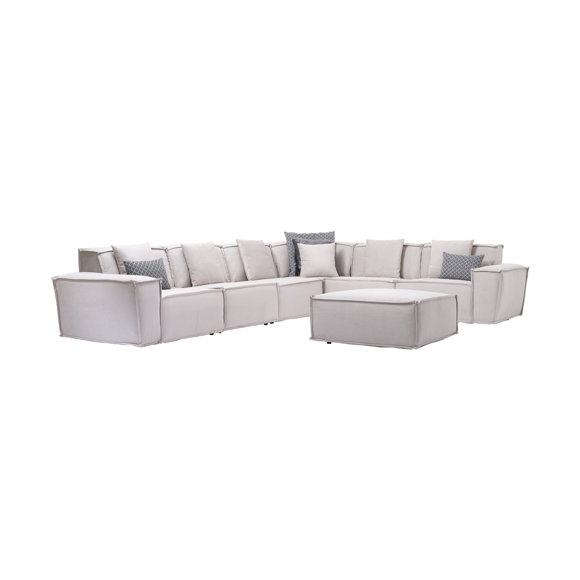 Padova Sectional With Ottoman Cream