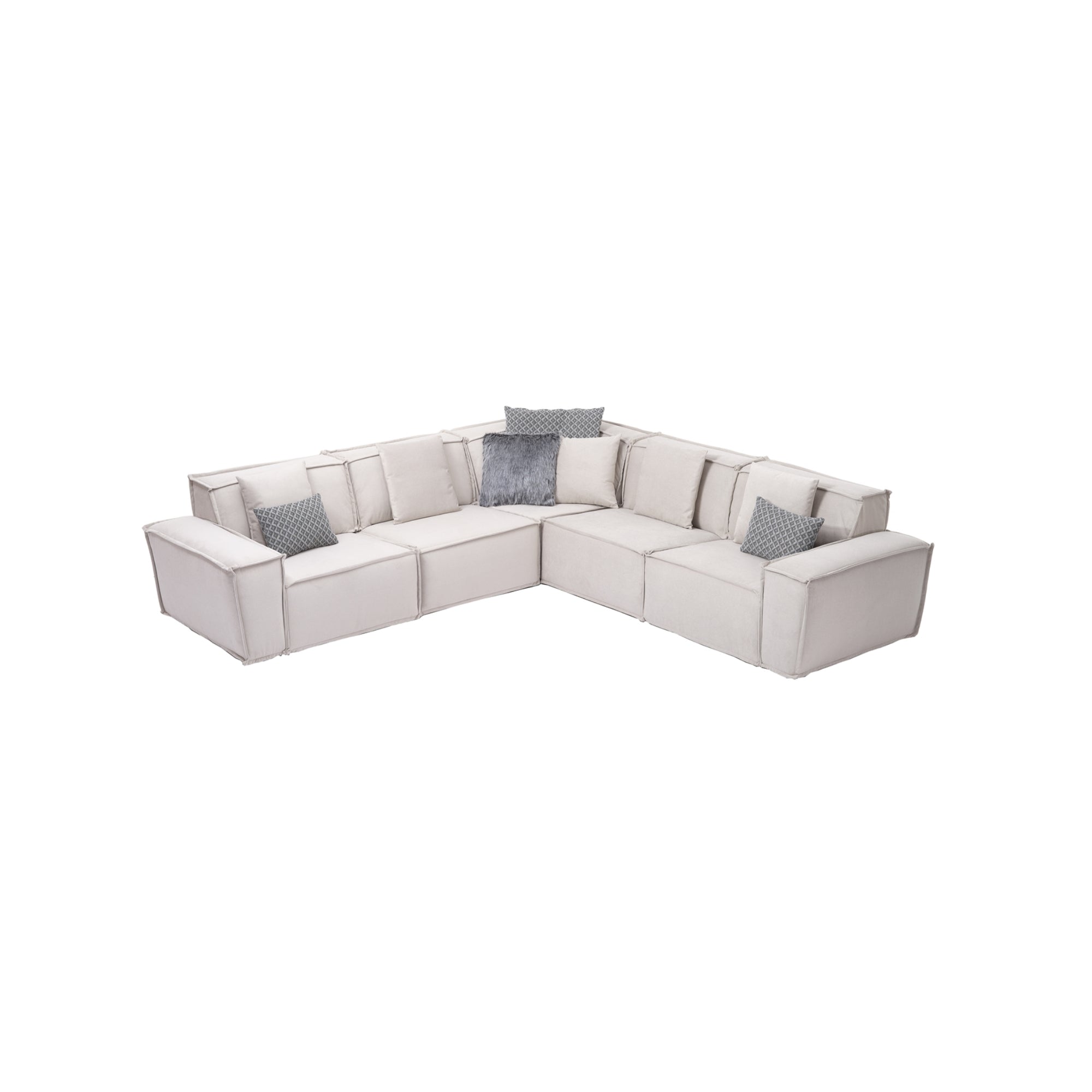 Padova Sectional With Ottoman Cream