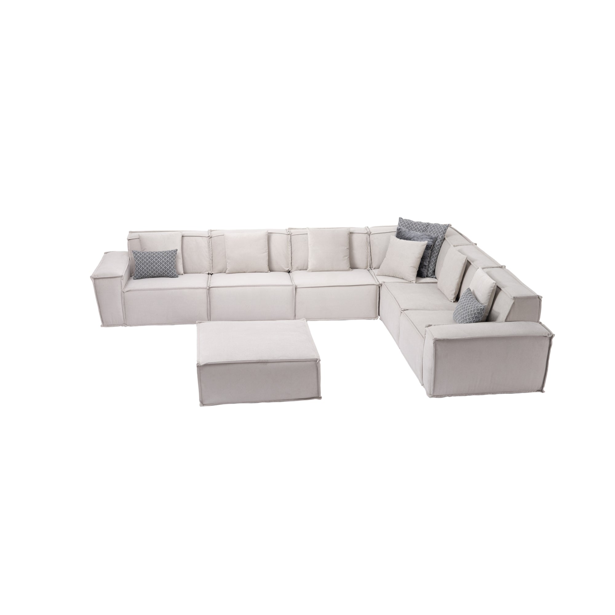Padova Sectional With Ottoman Cream