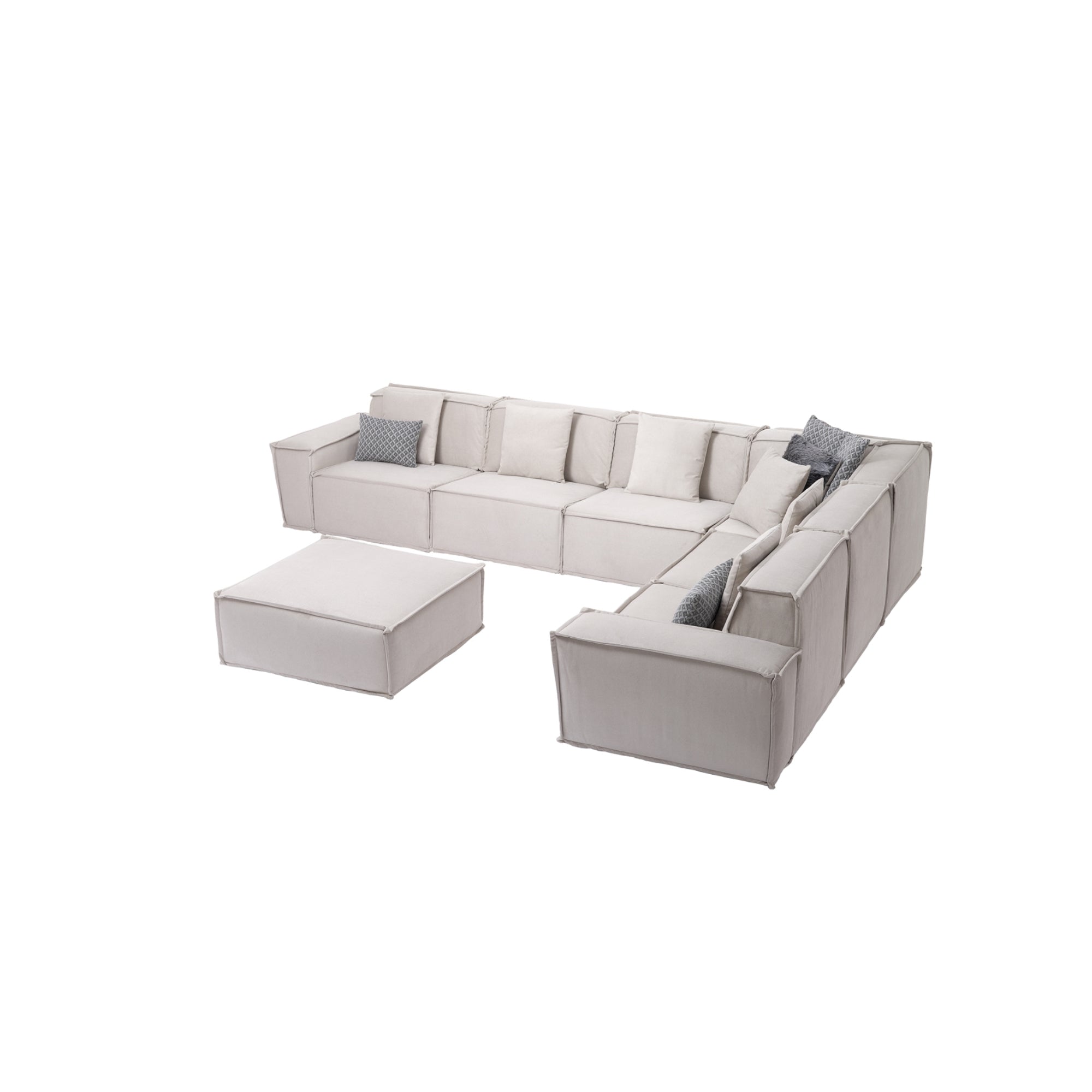 Padova Sectional With Ottoman Cream