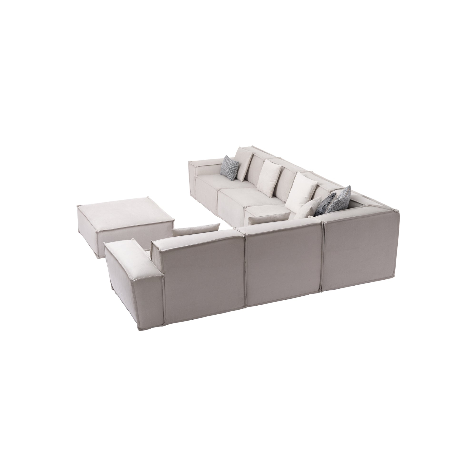 Padova Sectional With Ottoman Cream