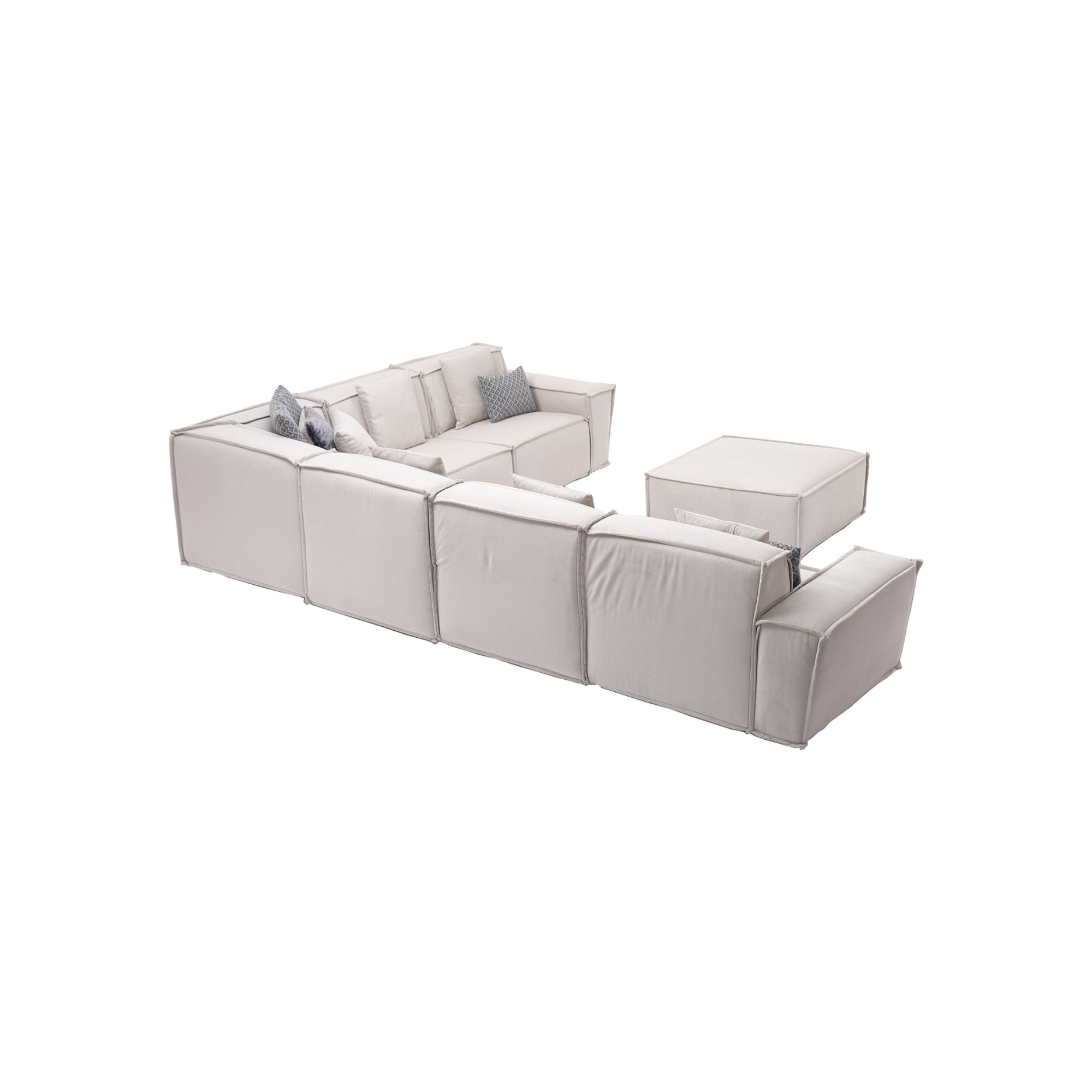 Padova Sectional With Ottoman Cream