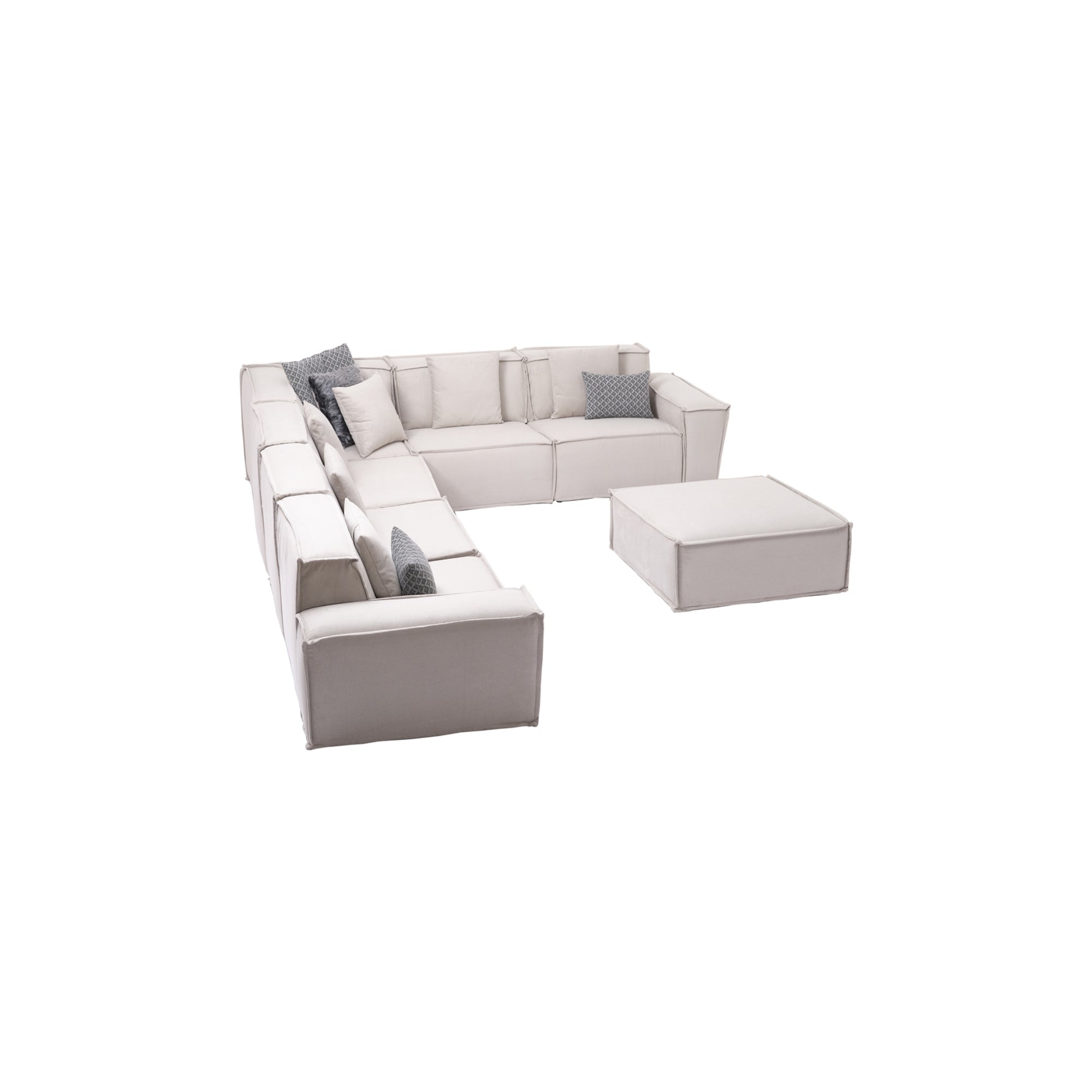 Padova Sectional With Ottoman Cream