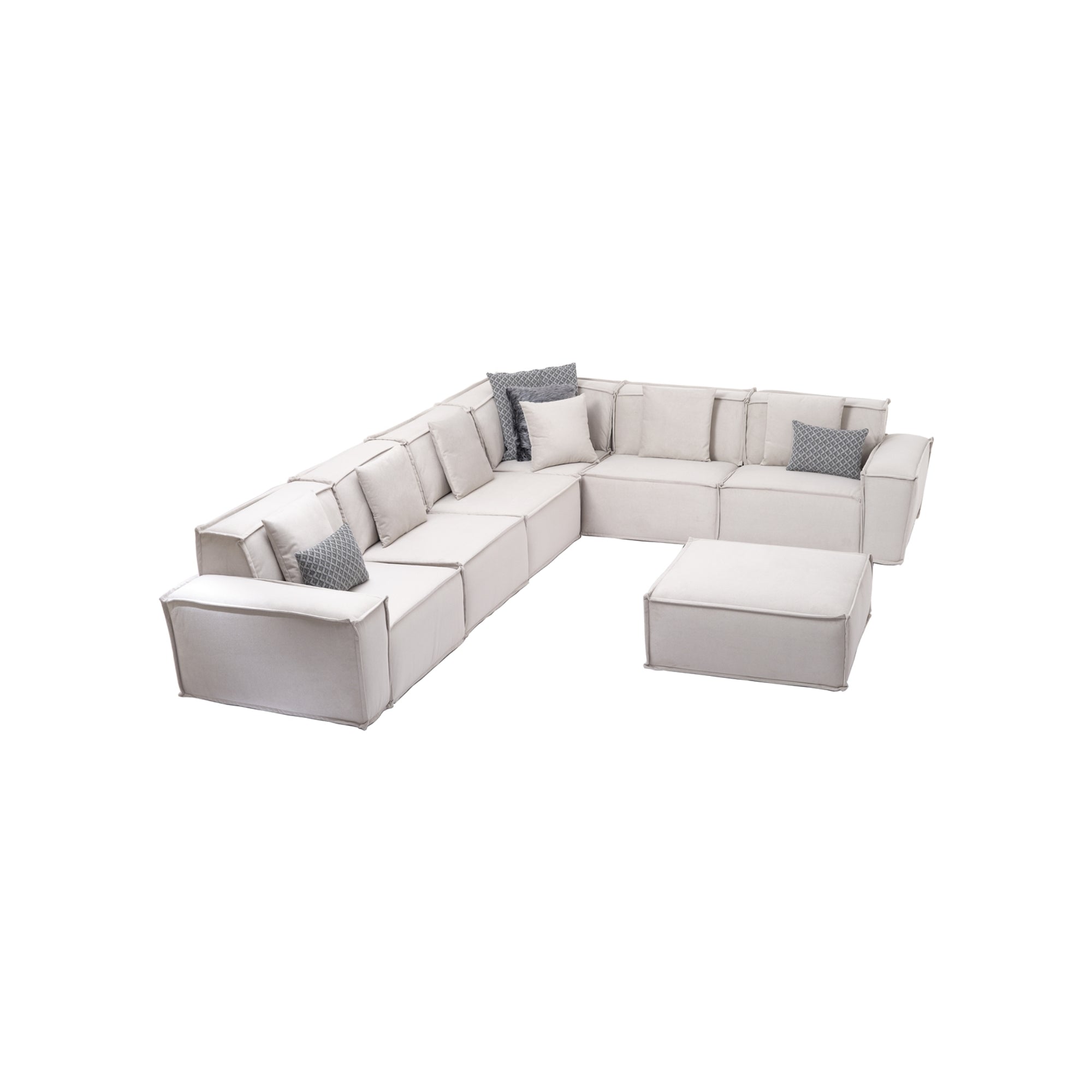 Padova Sectional With Ottoman Cream