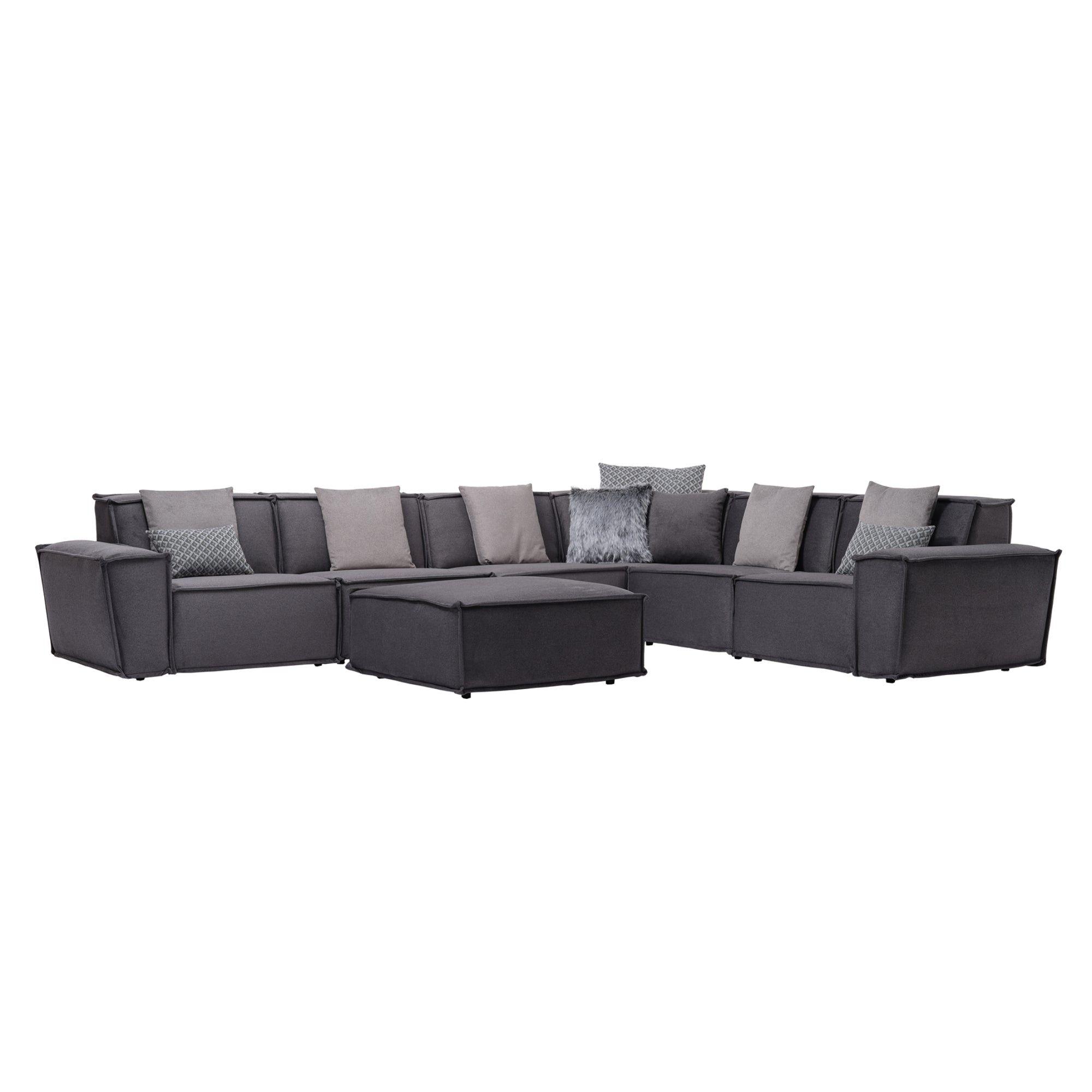 Padova Sectional With Ottoman Grey