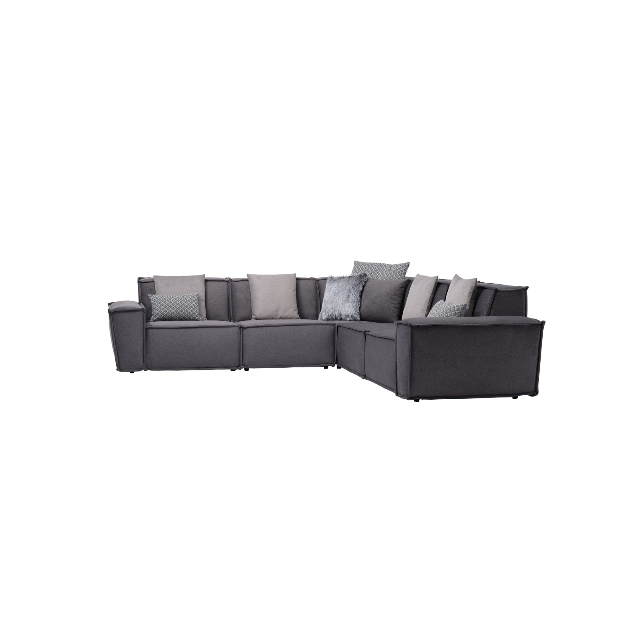 Padova Sectional With Ottoman Grey
