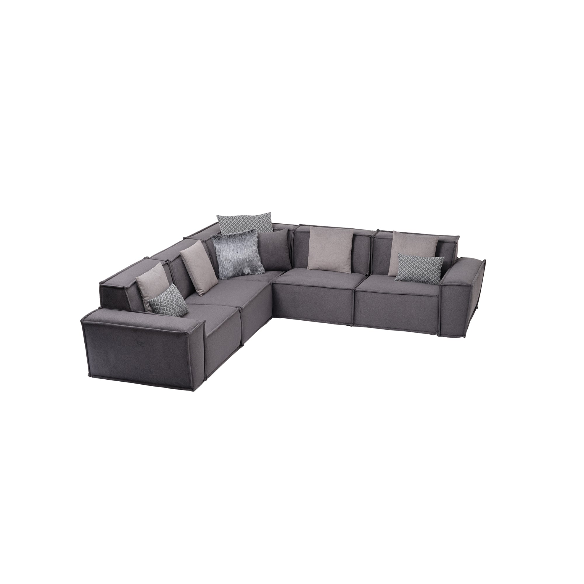 Padova Sectional With Ottoman Grey