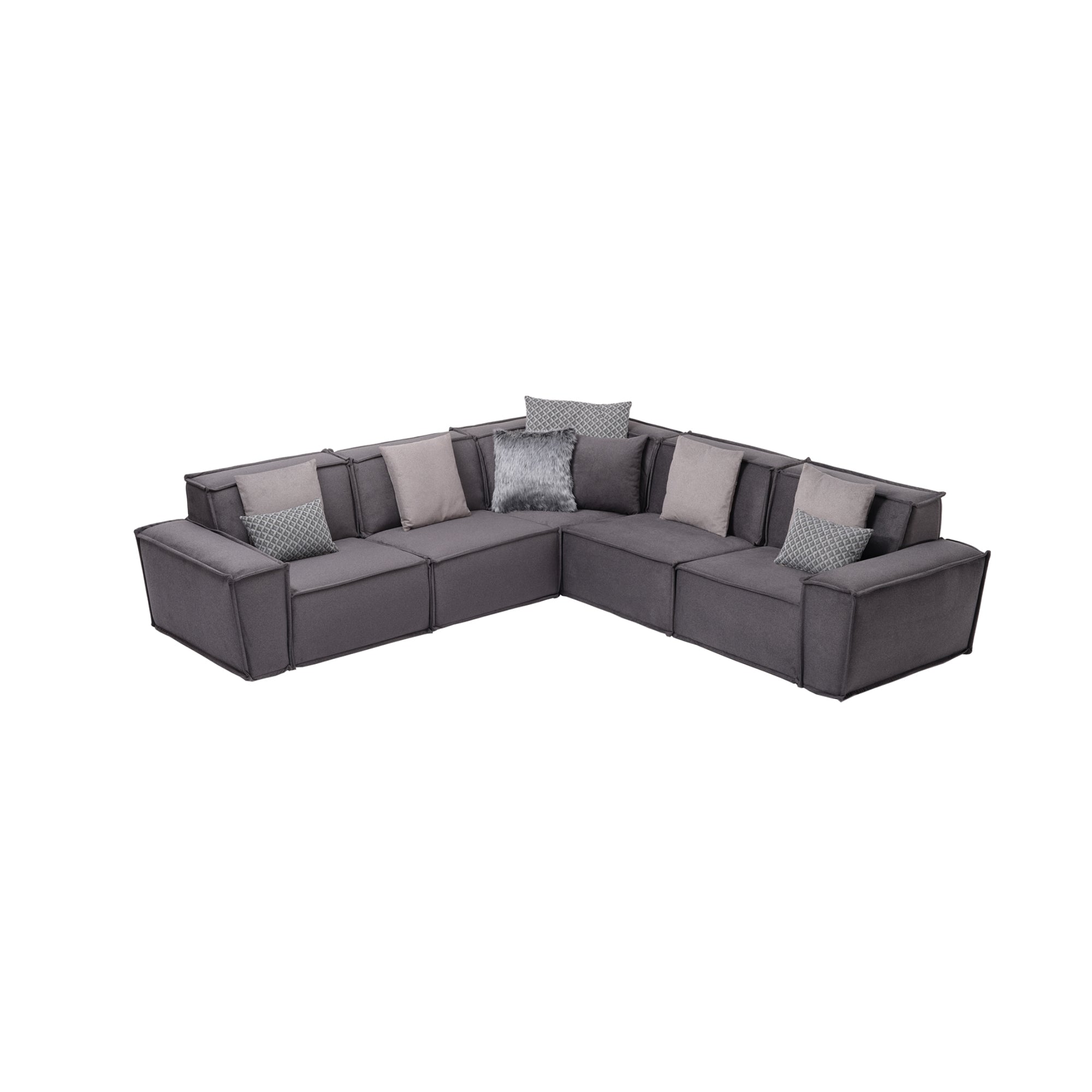 Padova Sectional With Ottoman Grey