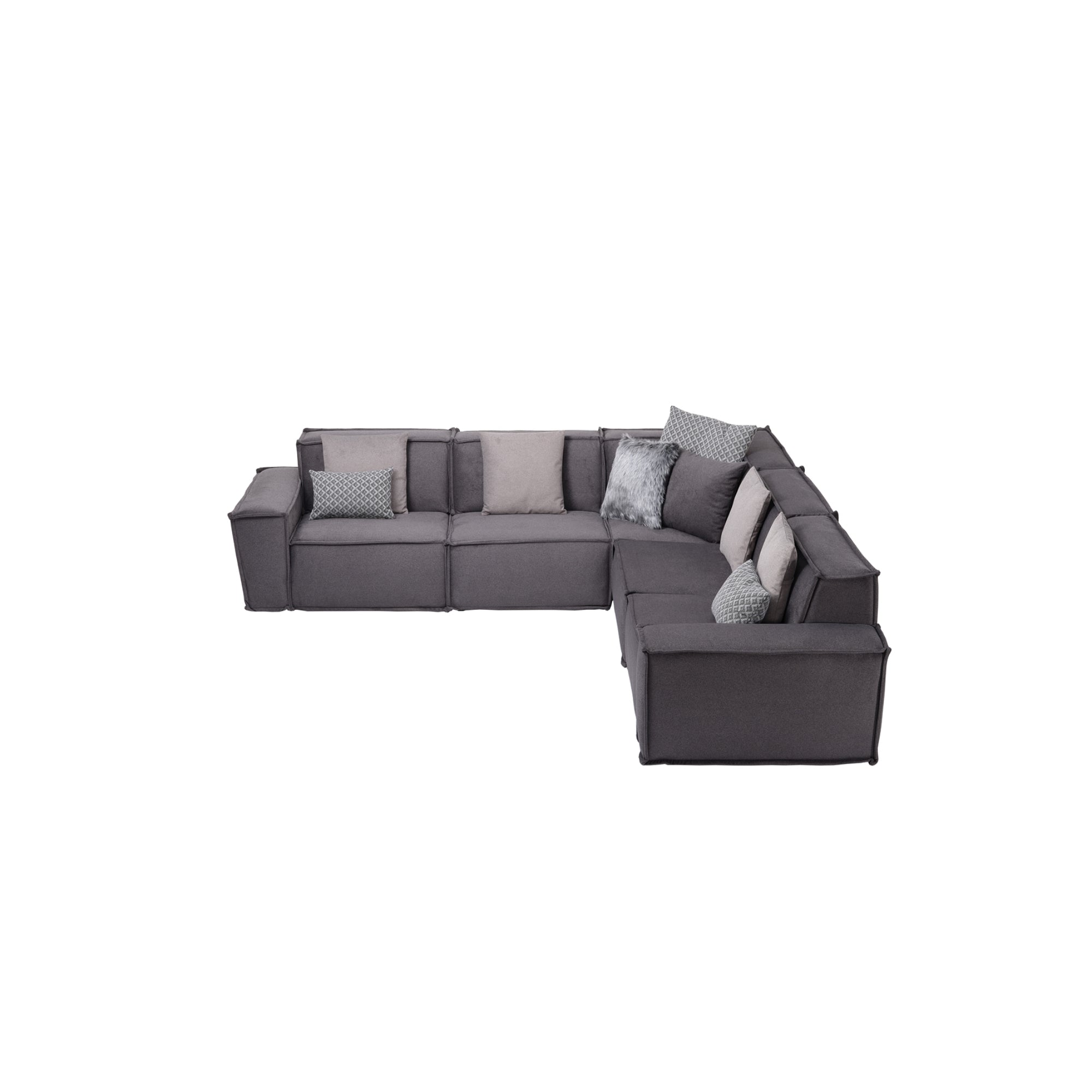 Padova Sectional With Ottoman Grey