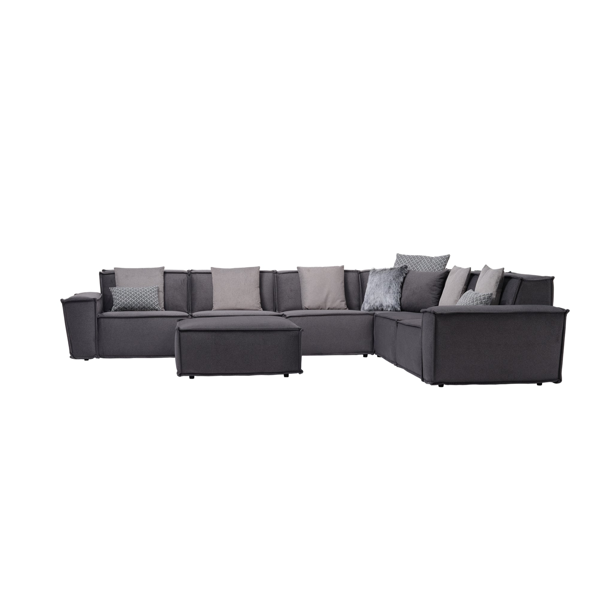 Padova Sectional With Ottoman Grey