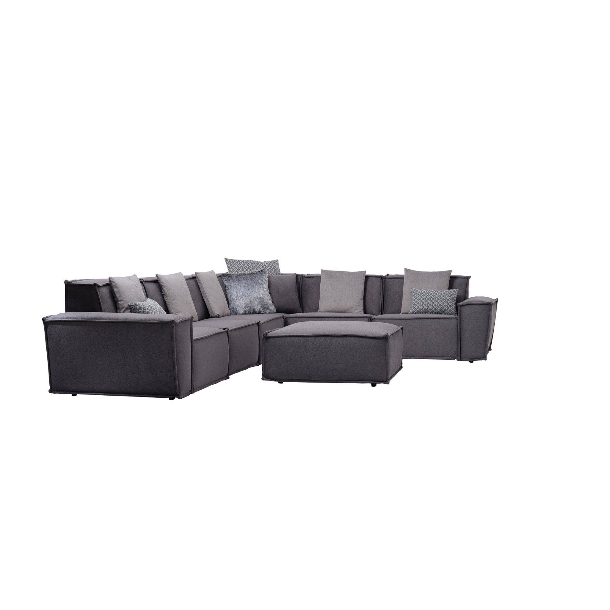 Padova Sectional With Ottoman Grey