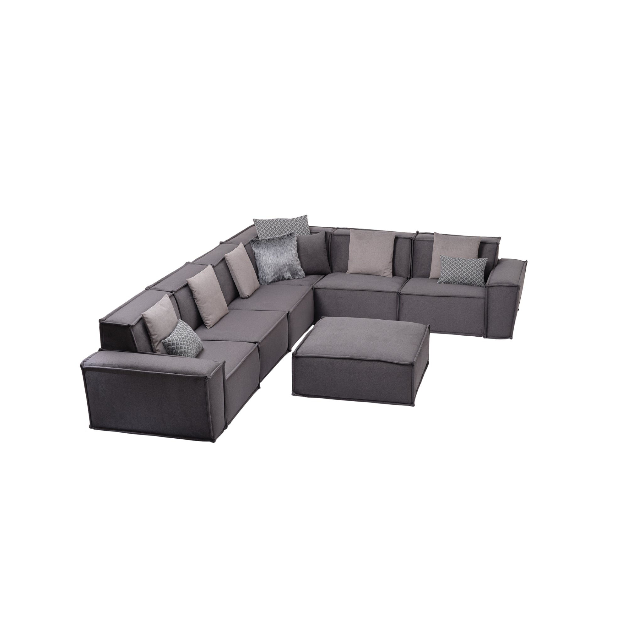 Padova Sectional With Ottoman Grey
