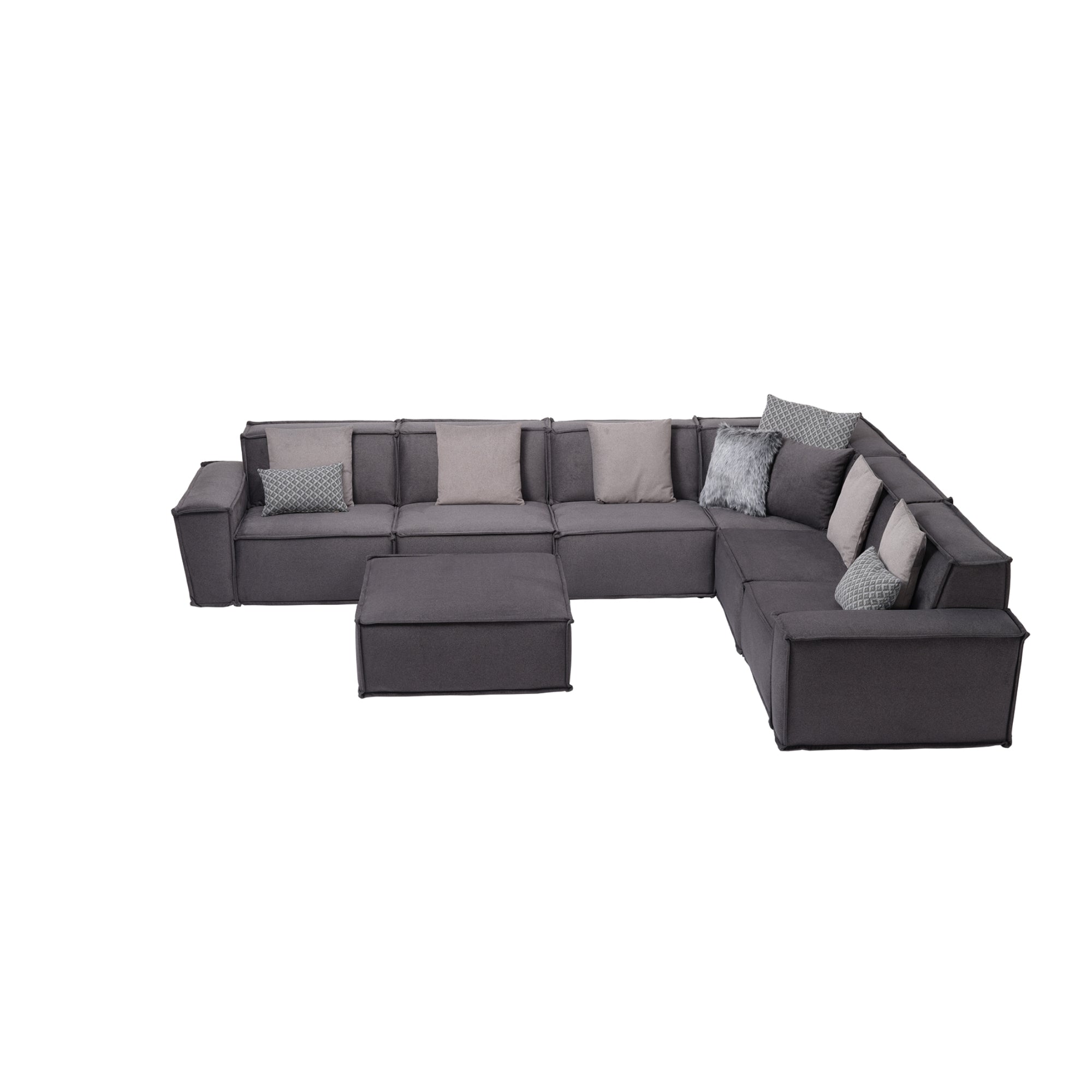 Padova Sectional With Ottoman Grey