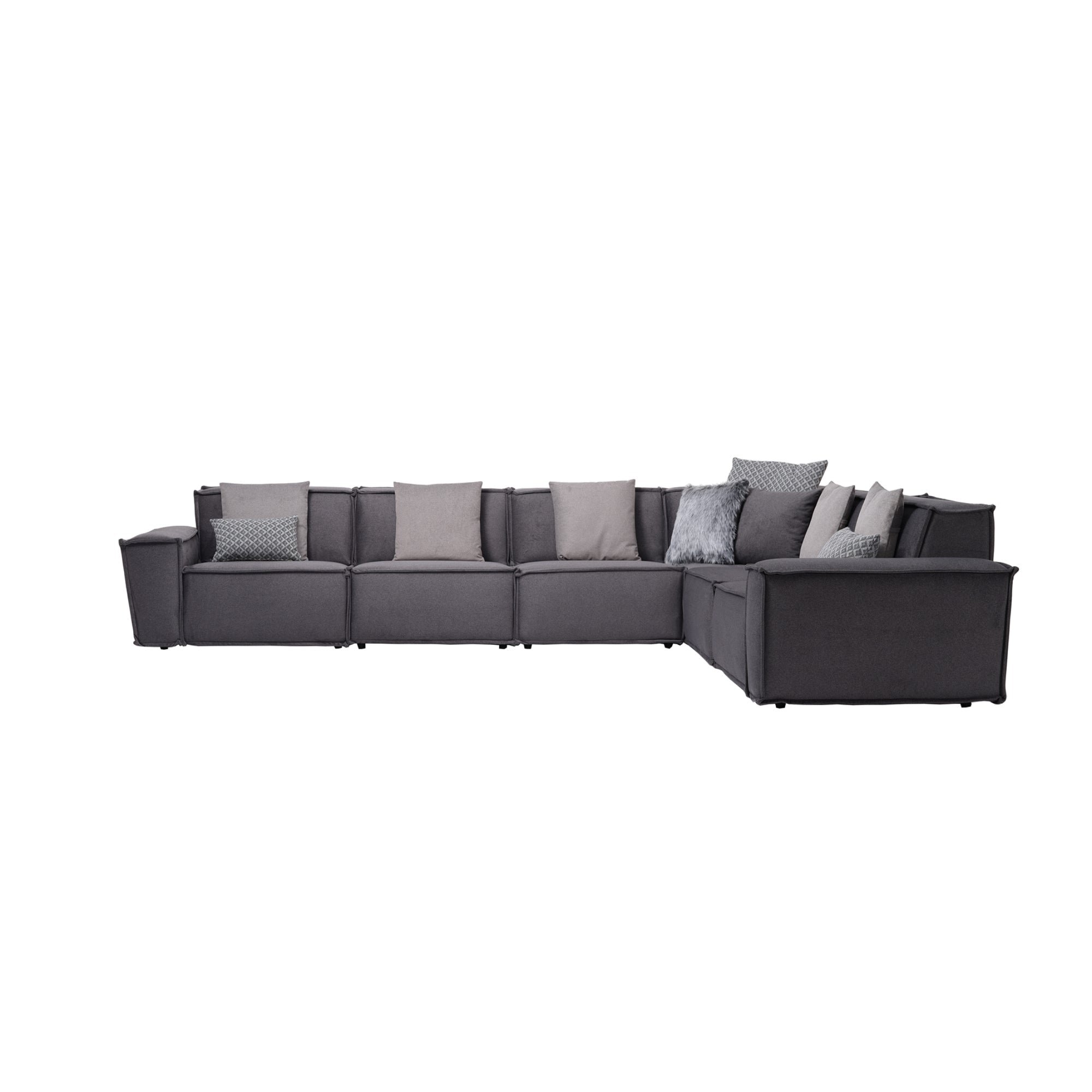 Padova Sectional With Ottoman Grey