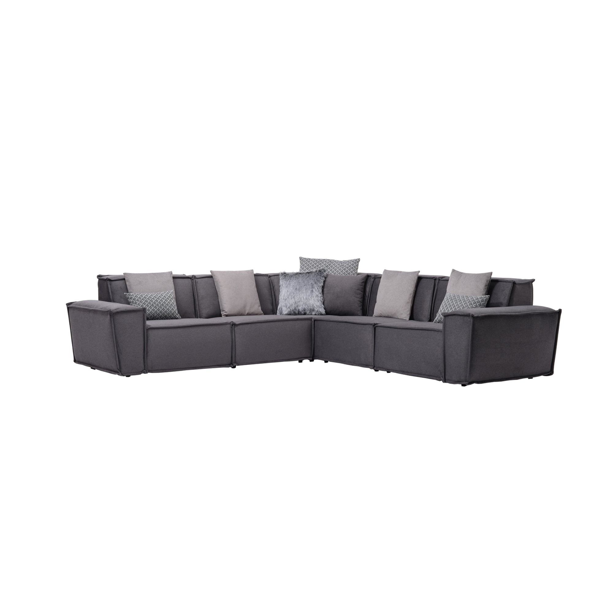 Padova Sectional With Ottoman Grey