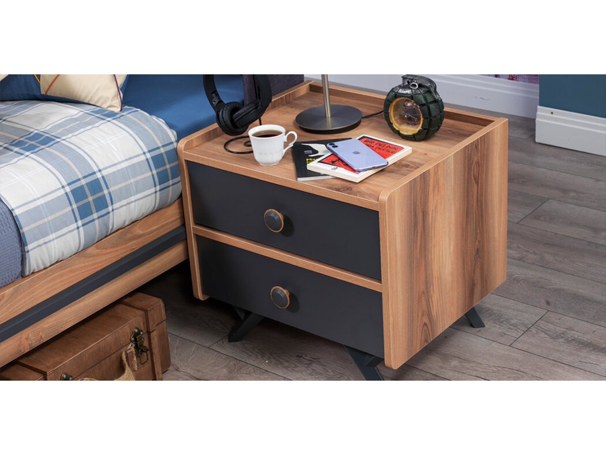 Piedra Kids Room Set (Twin Bed & Study Desk & Nightstand)