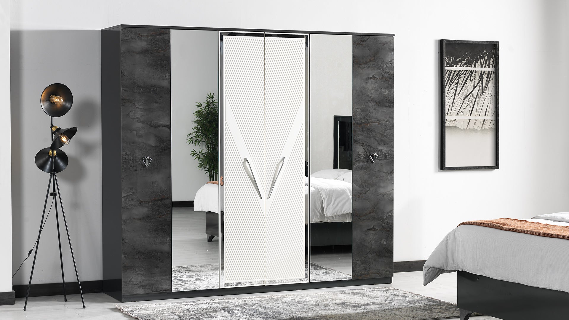 Tokyo Bedroom (Queen Storage Bed With Headboard & Dresser With Mirror & 2 Nightstand)