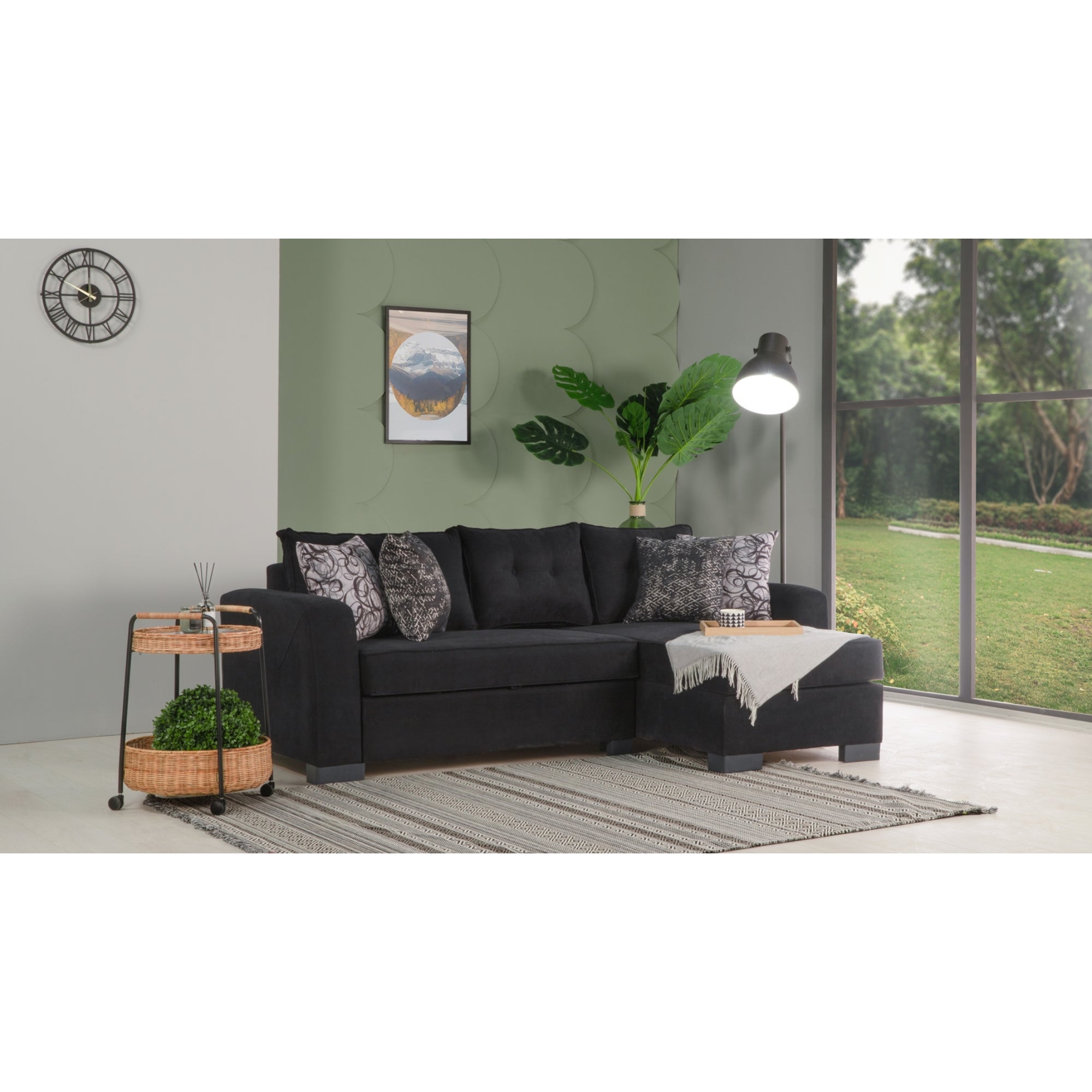 Veneto Convertible Sectional Black