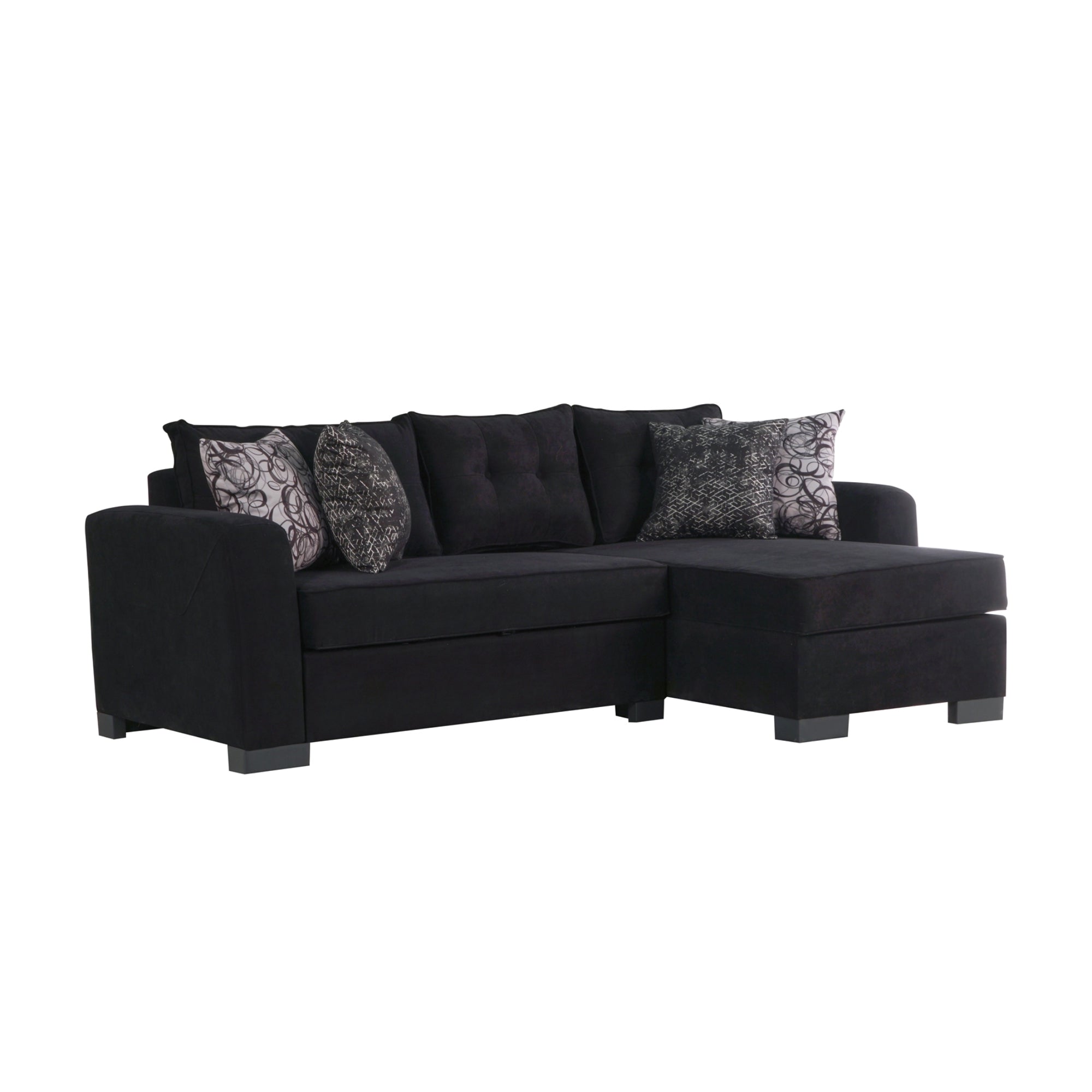 Veneto Convertible Sectional Black