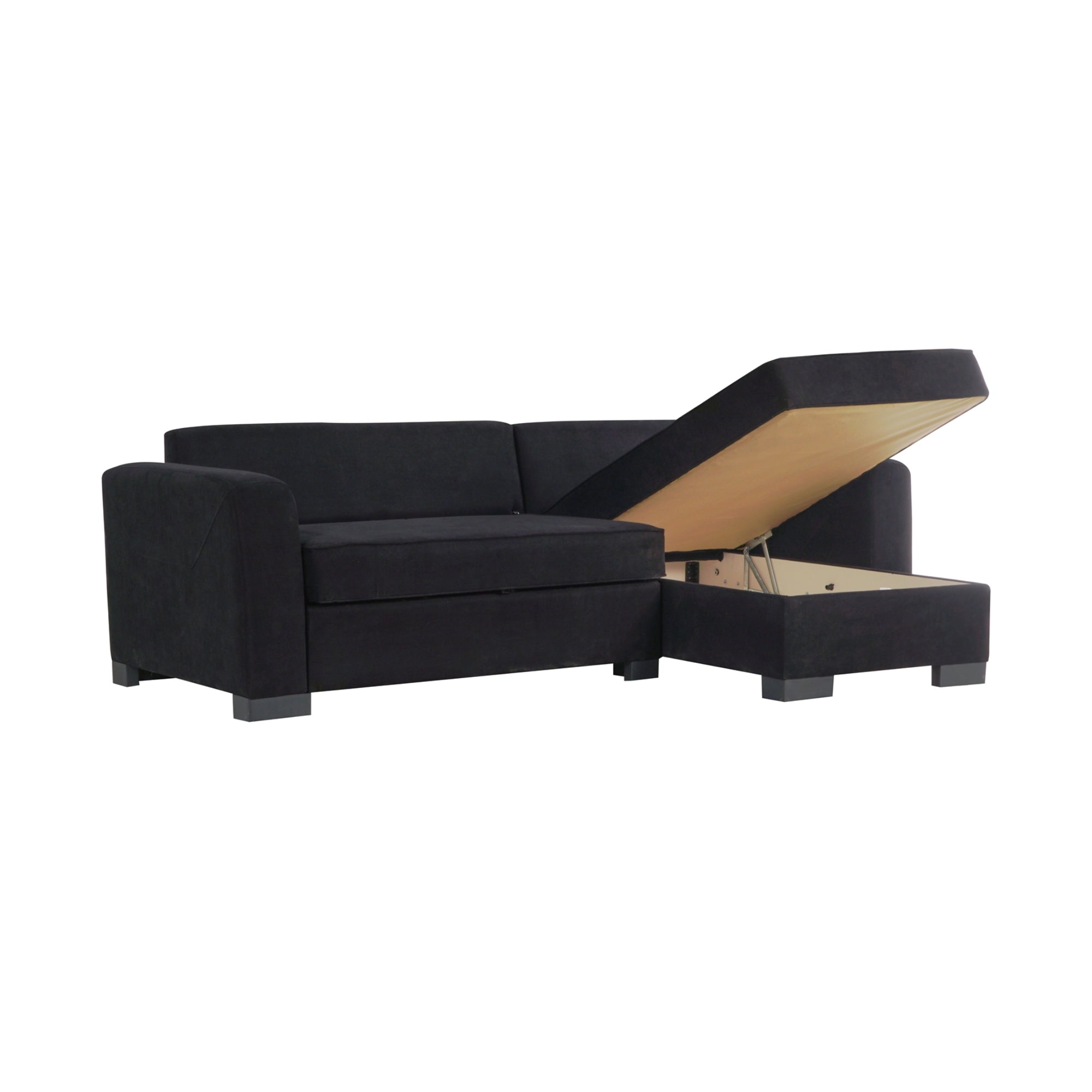 Veneto Convertible Sectional Black