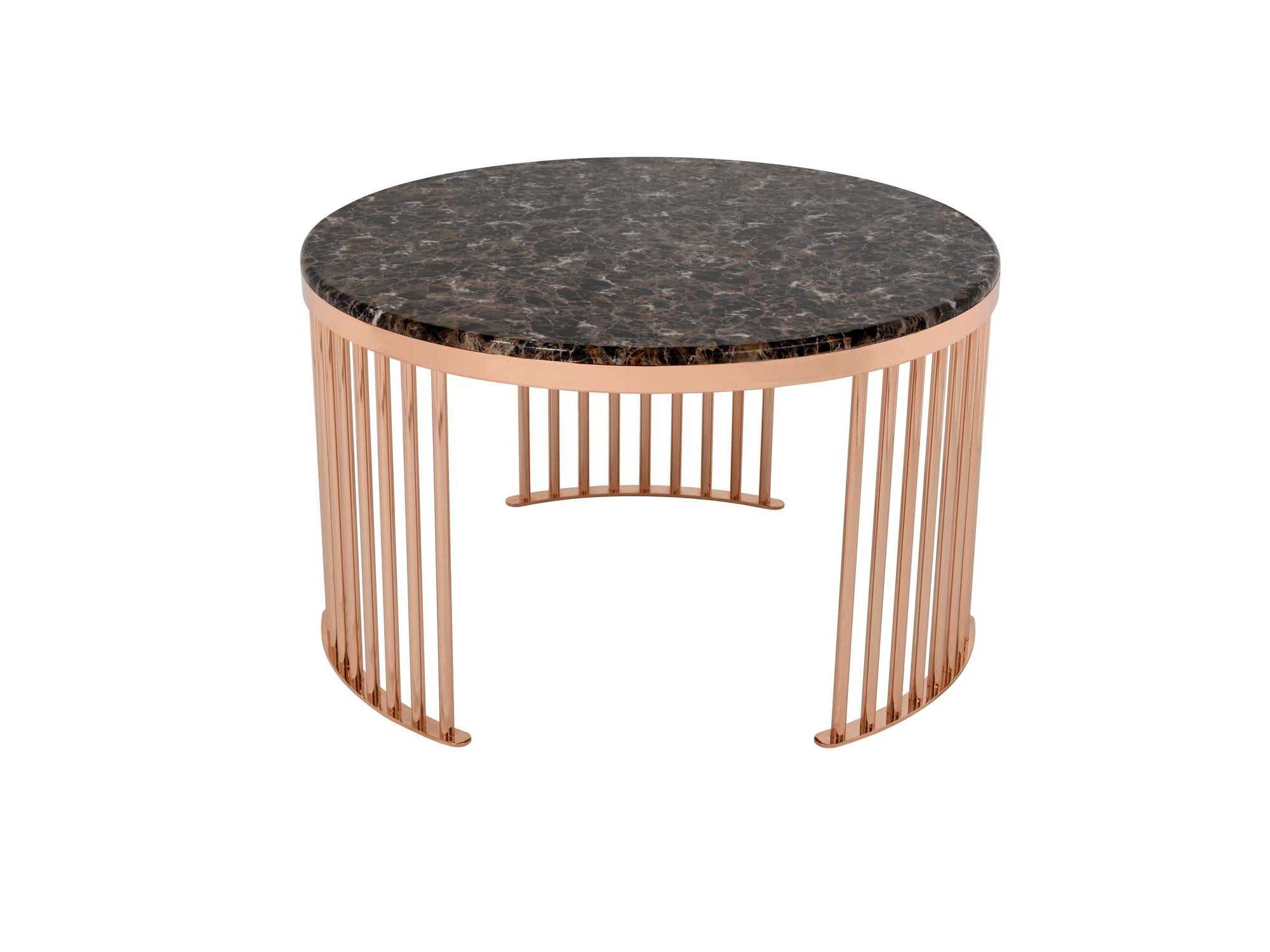 Round Coffee Table Bronze Legs-Brown Marble Top